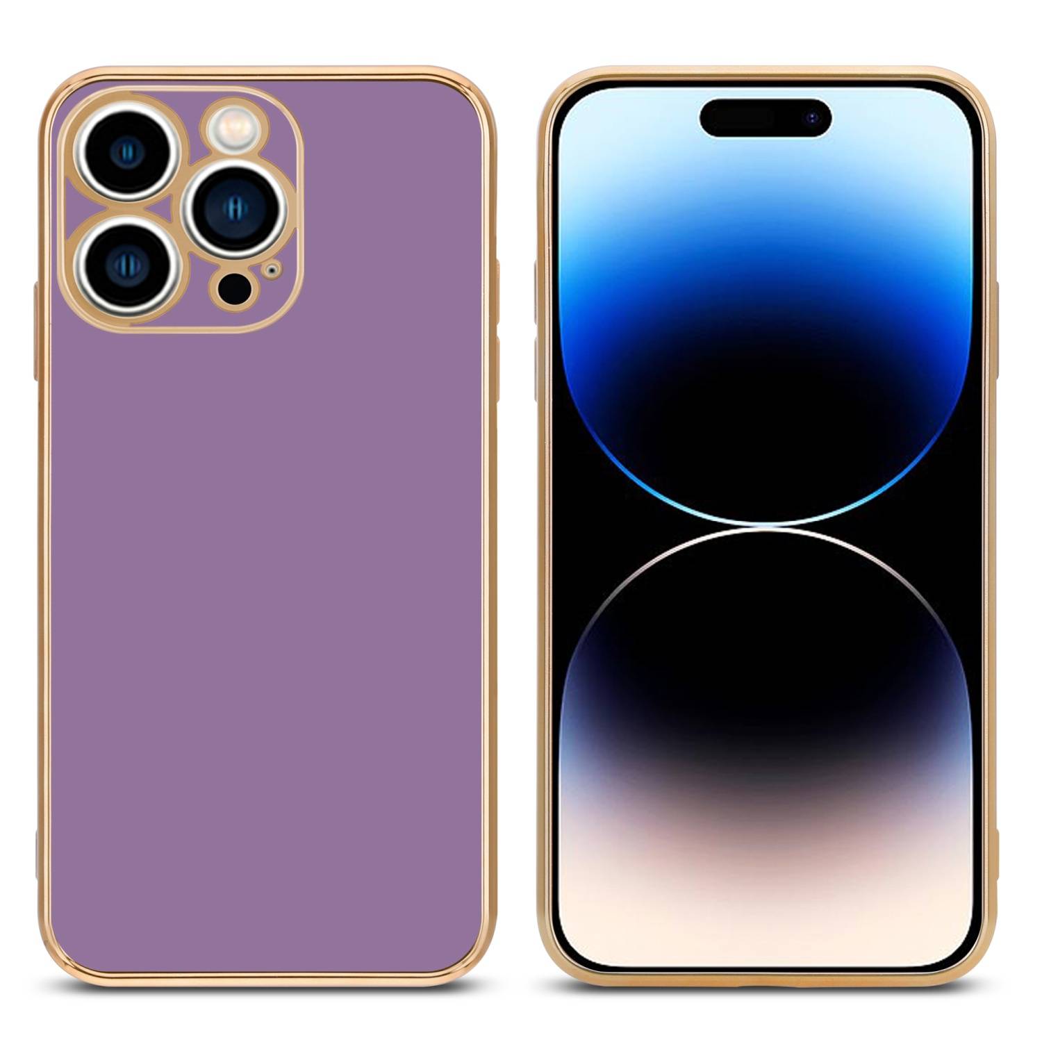 Cadorabo Schutzhülle für Apple iPhone 14 PRO Hülle in Lila Handyhülle TPU Silikon Kameraschutz Etui Case