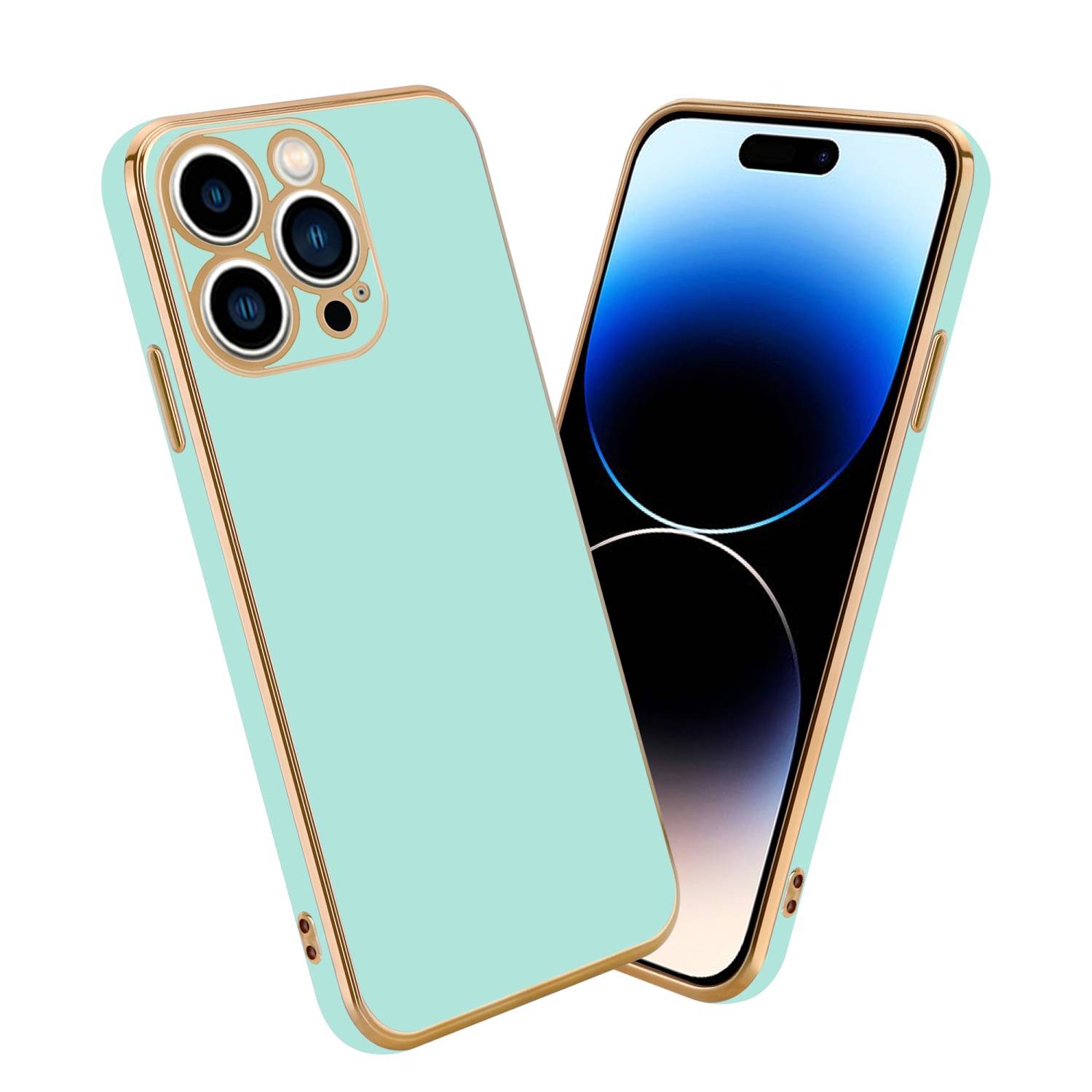 Cadorabo Schutzhülle für Apple iPhone 14 PRO Hülle in Grün Handyhülle TPU Silikon Kameraschutz Etui Case