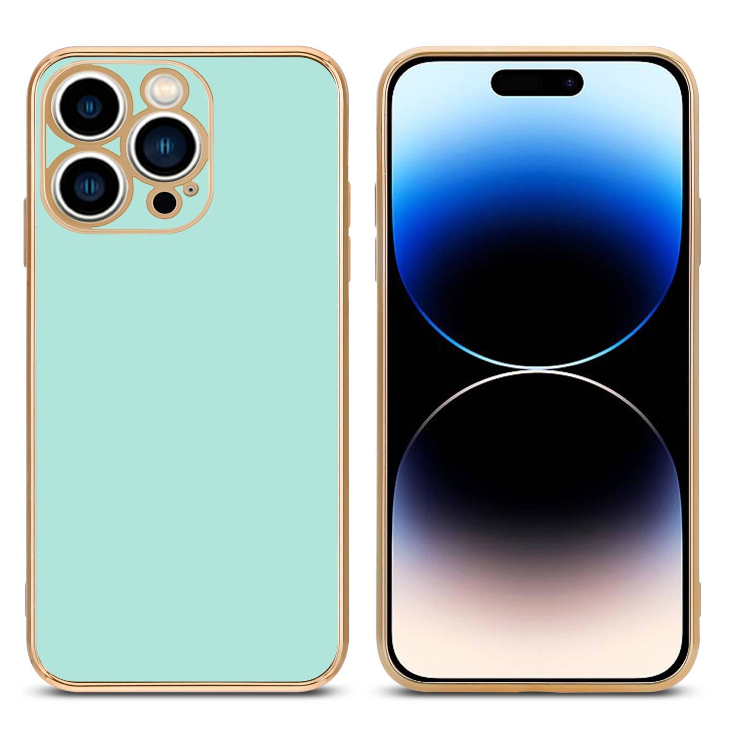 Cadorabo Schutzhülle für Apple iPhone 14 PRO MAX Hülle in Grün Handyhülle TPU Silikon Kameraschutz Etui Case