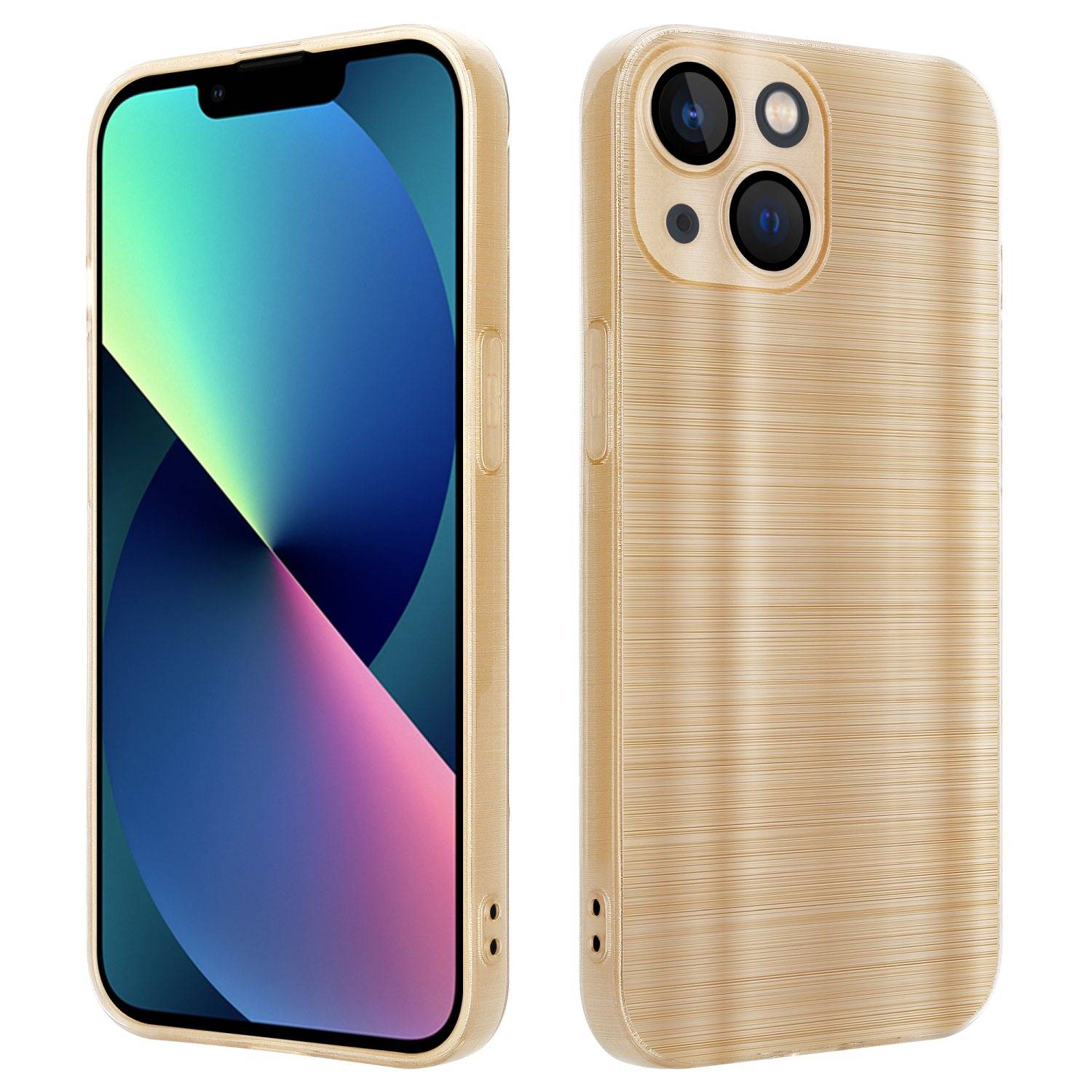 Cadorabo Hülle für Apple iPhone 14 Schutz Hülle in Gold Handyhülle TPU Silikon Etui Case