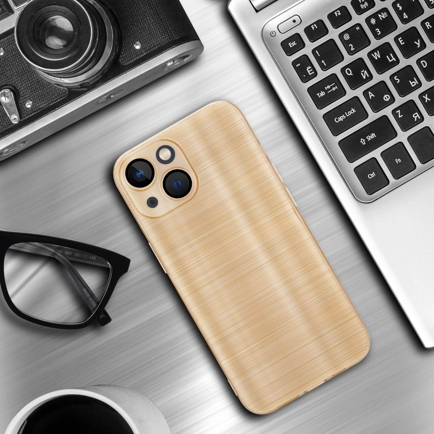 Cadorabo Hülle für Apple iPhone 14 Schutz Hülle in Gold Handyhülle TPU Silikon Etui Case