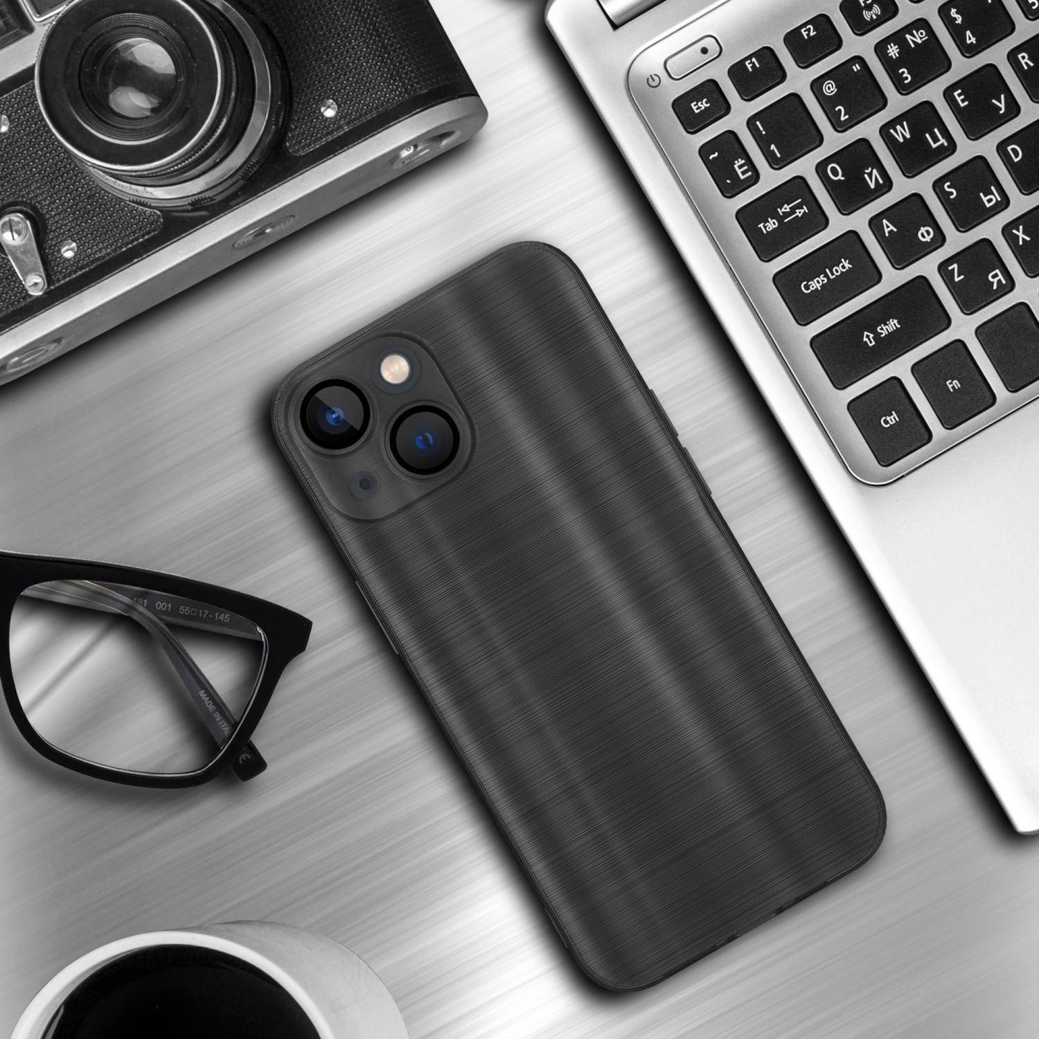 Cadorabo Hülle für Apple iPhone 14 Schutz Hülle in Schwarz Handyhülle TPU Silikon Etui Case