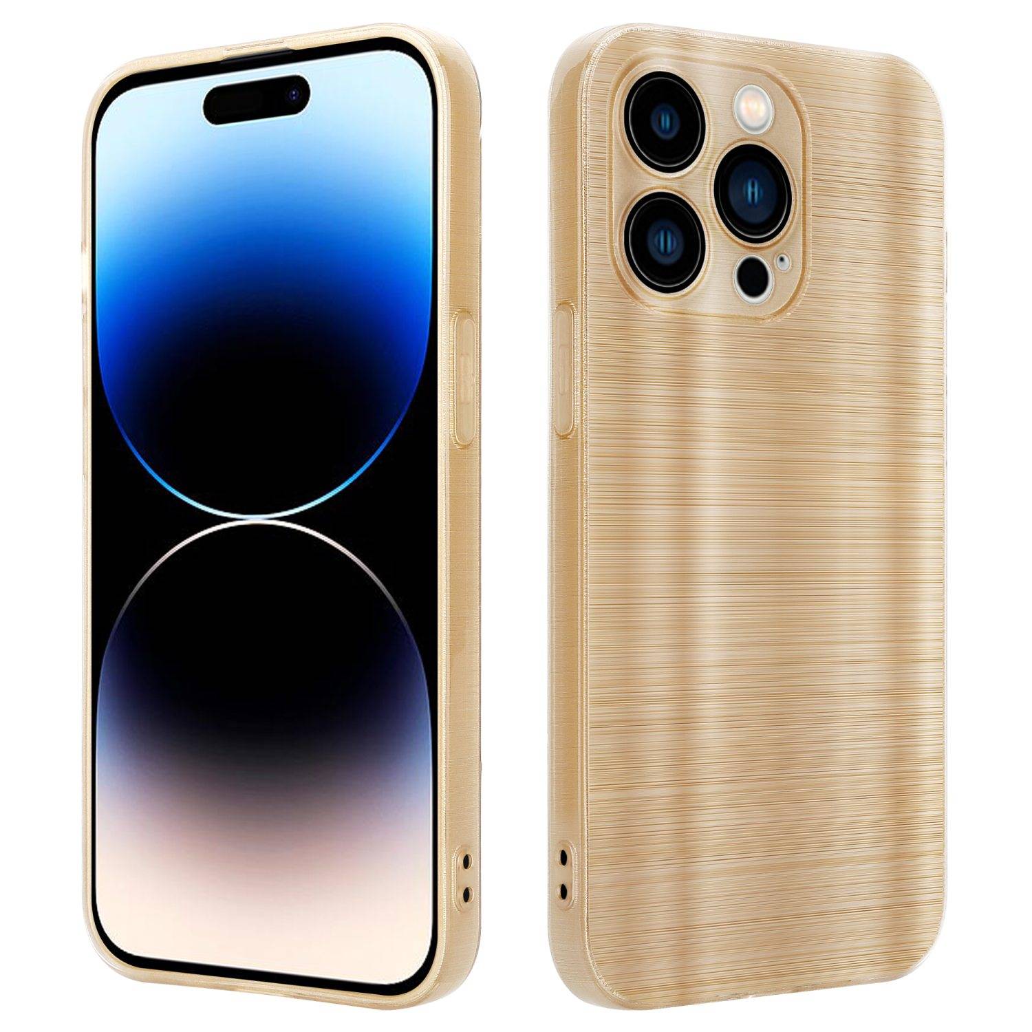 Cadorabo Hülle für Apple iPhone 14 PRO Schutz Hülle in Gold Handyhülle TPU Silikon Etui Case