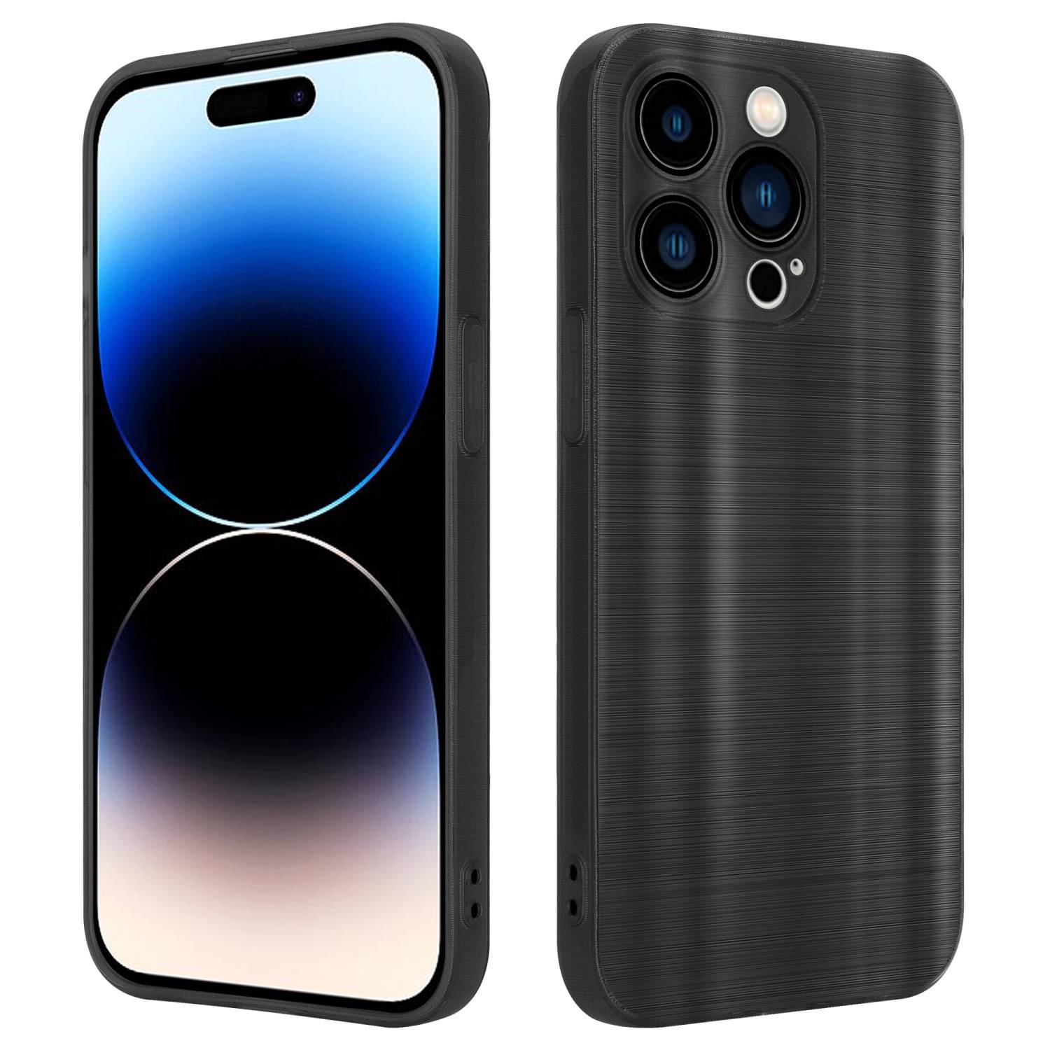 Cadorabo Hülle für Apple iPhone 14 PRO Schutz Hülle in Schwarz Handyhülle TPU Silikon Etui Case