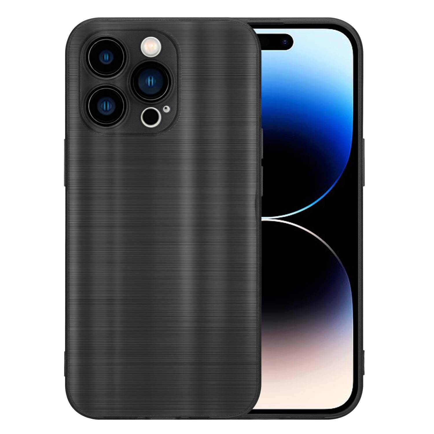 Cadorabo Hülle für Apple iPhone 14 PRO Schutz Hülle in Schwarz Handyhülle TPU Silikon Etui Case