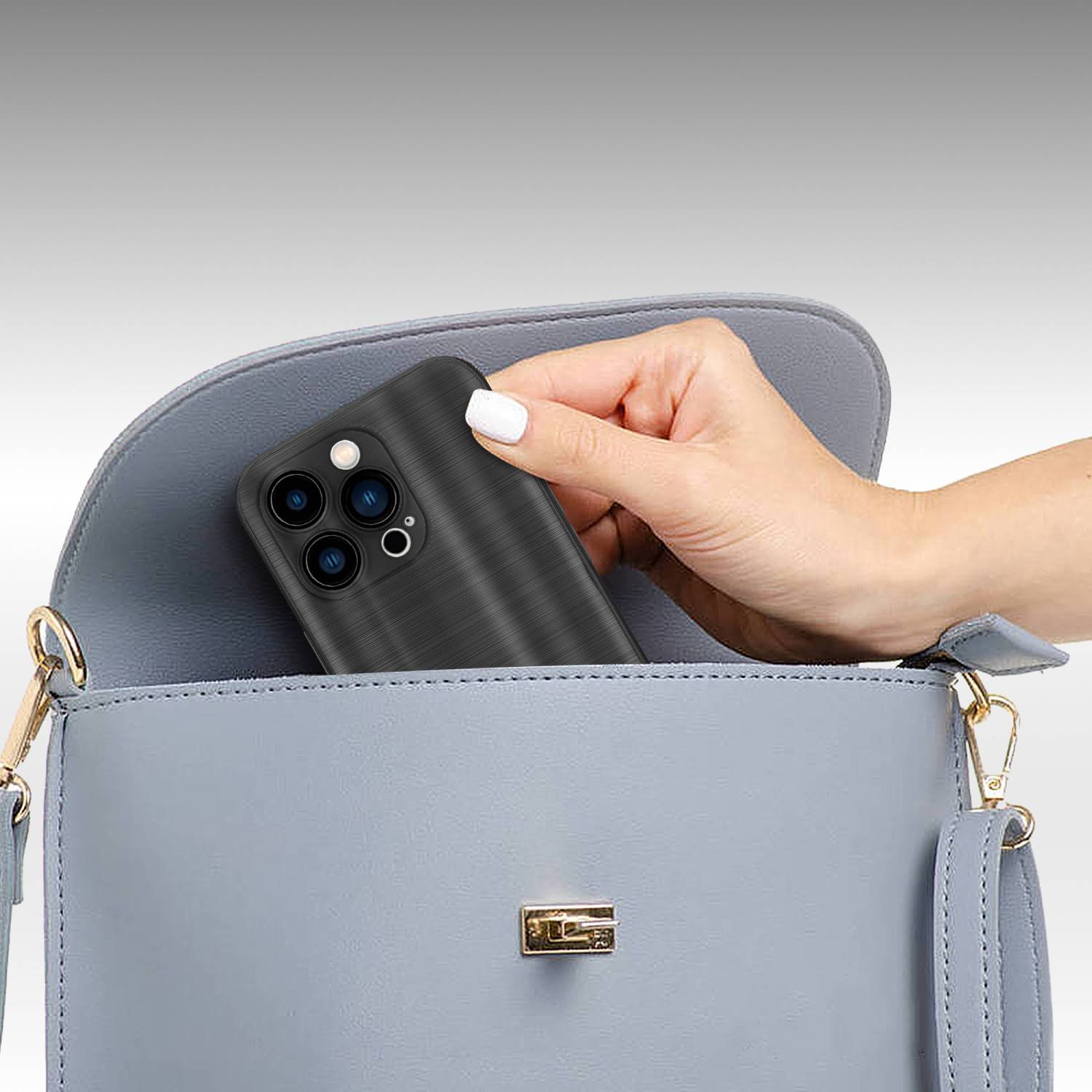 Cadorabo Hülle für Apple iPhone 14 PRO Schutz Hülle in Schwarz Handyhülle TPU Silikon Etui Case