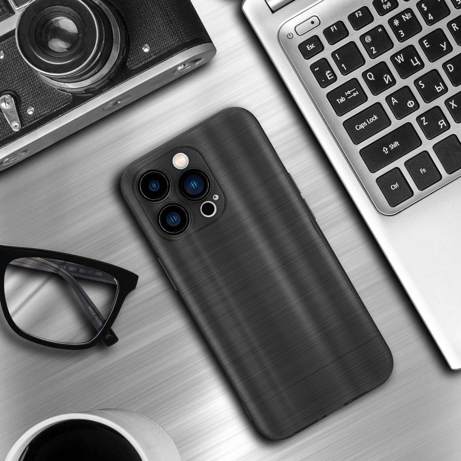 Cadorabo Hülle für Apple iPhone 14 PRO Schutz Hülle in Schwarz Handyhülle TPU Silikon Etui Case
