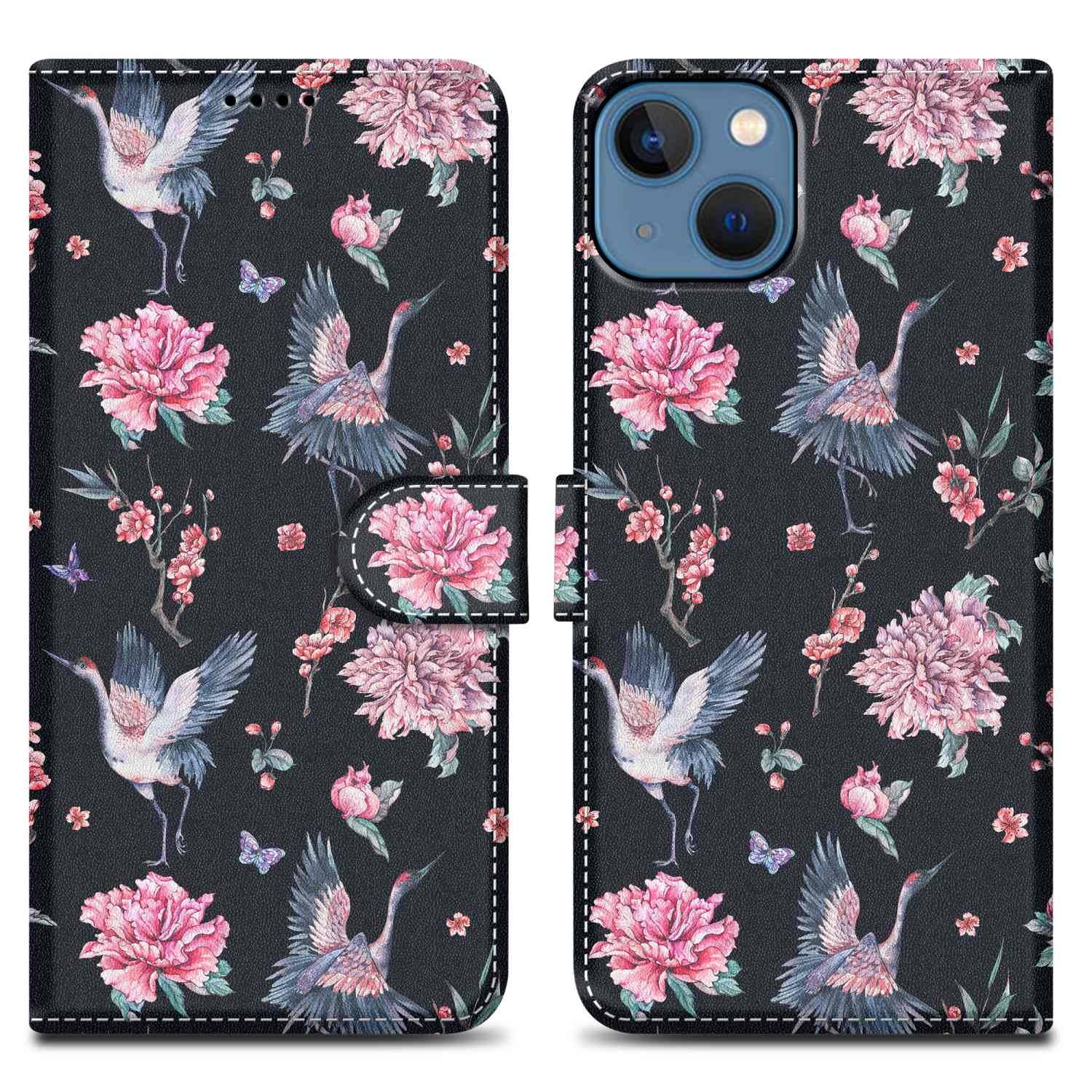 Cadorabo Schutzhülle für Apple iPhone 14 PLUS Hülle Design Schwarz Handyhülle Schutzhülle Etui Magnetisch Case Cover