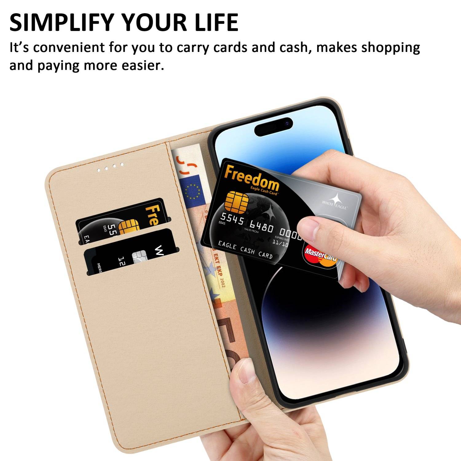 Cadorabo Schutzhülle für Apple iPhone 14 PRO Hülle Design Lila Handyhülle Schutzhülle Etui Magnetisch Case Cover