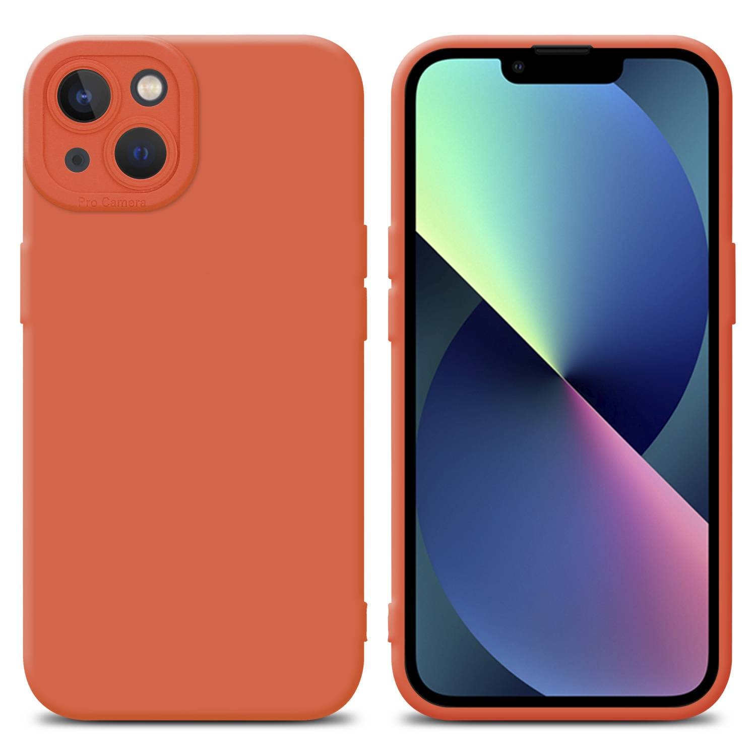 Cadorabo Hülle für Apple iPhone 14 Schutz Hülle in Orange TPU Silikon Etui Case Handyhülle