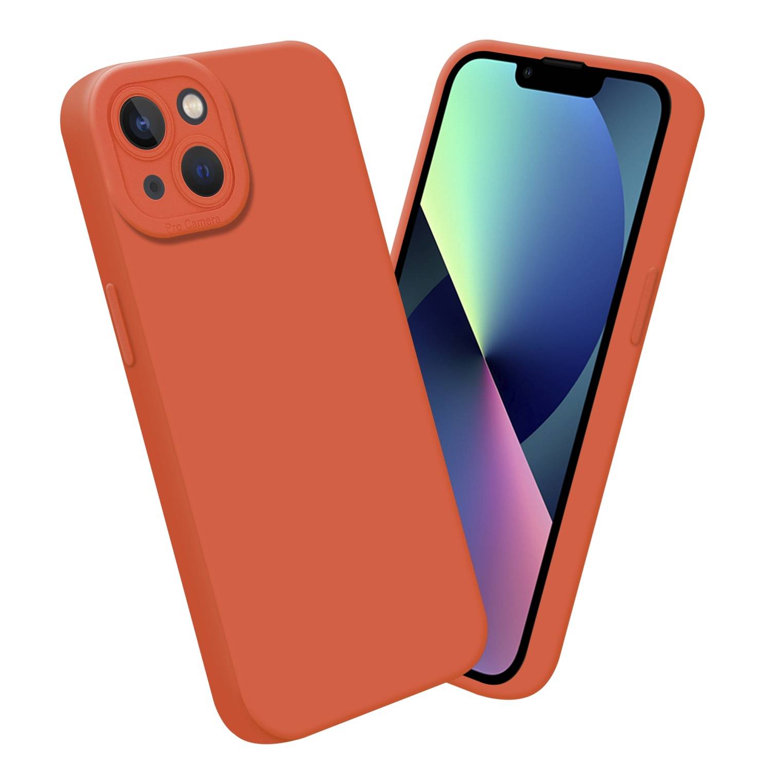 Cadorabo Hülle für Apple iPhone 14 Schutz Hülle in Orange TPU Silikon Etui Case Handyhülle