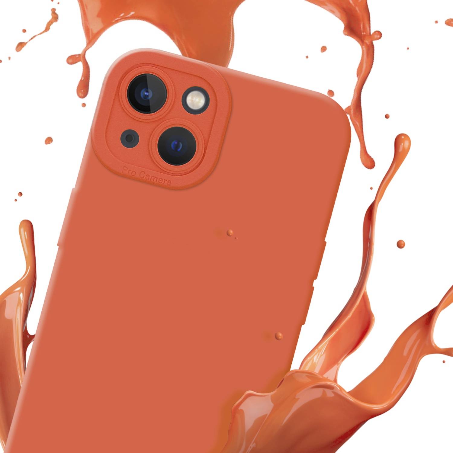 Cadorabo Hülle für Apple iPhone 14 PLUS Schutz Hülle in Orange TPU Silikon Etui Case Handyhülle