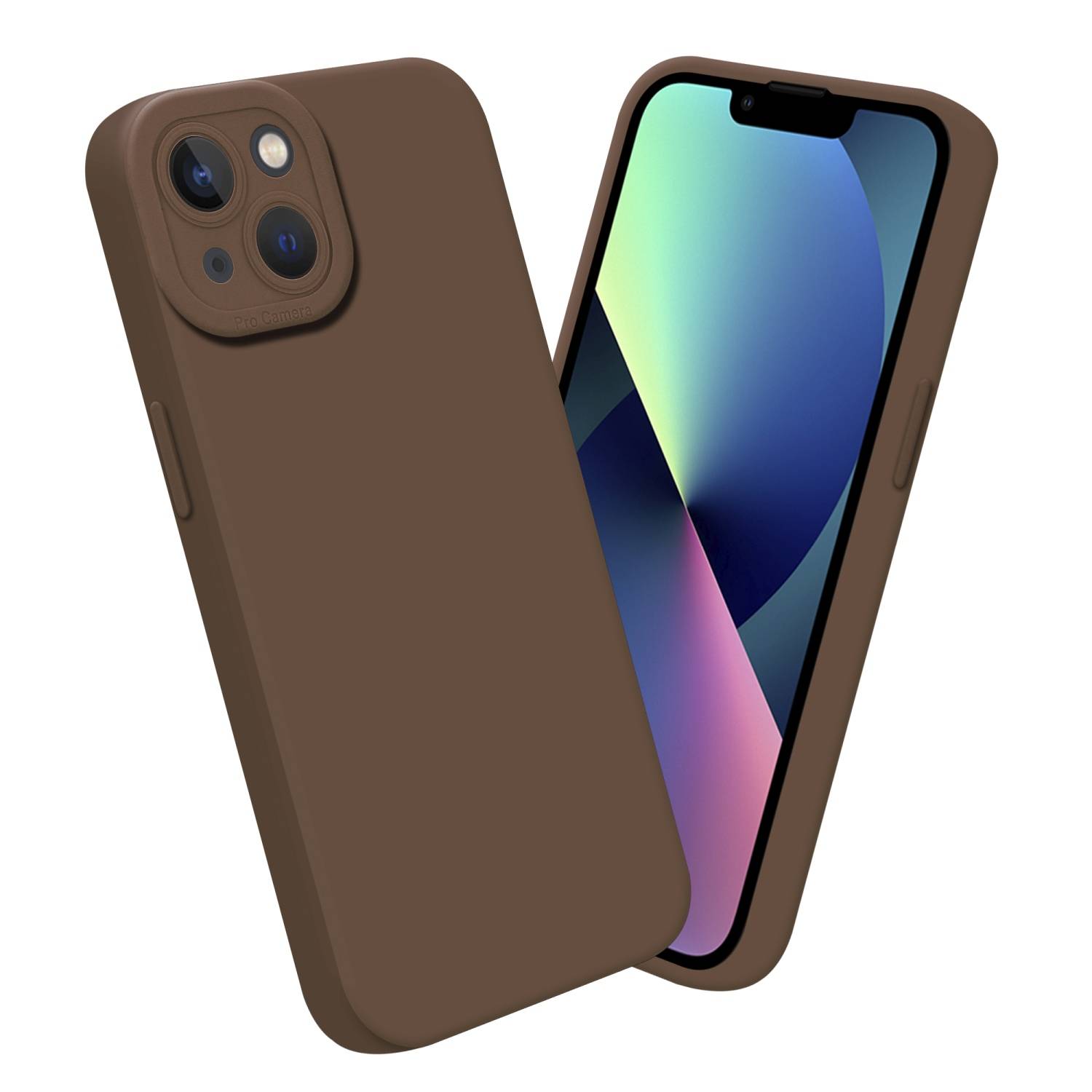 Cadorabo Hülle für Apple iPhone 14 PLUS Schutz Hülle in Braun TPU Silikon Etui Case Handyhülle