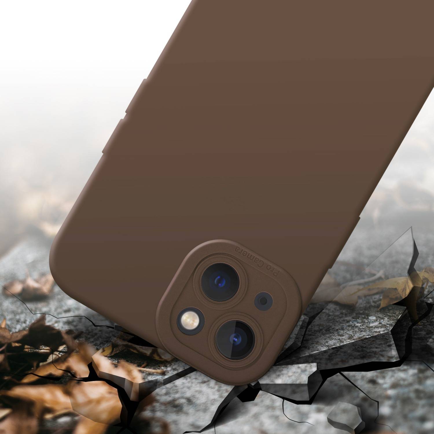 Cadorabo Hülle für Apple iPhone 14 PLUS Schutz Hülle in Braun TPU Silikon Etui Case Handyhülle