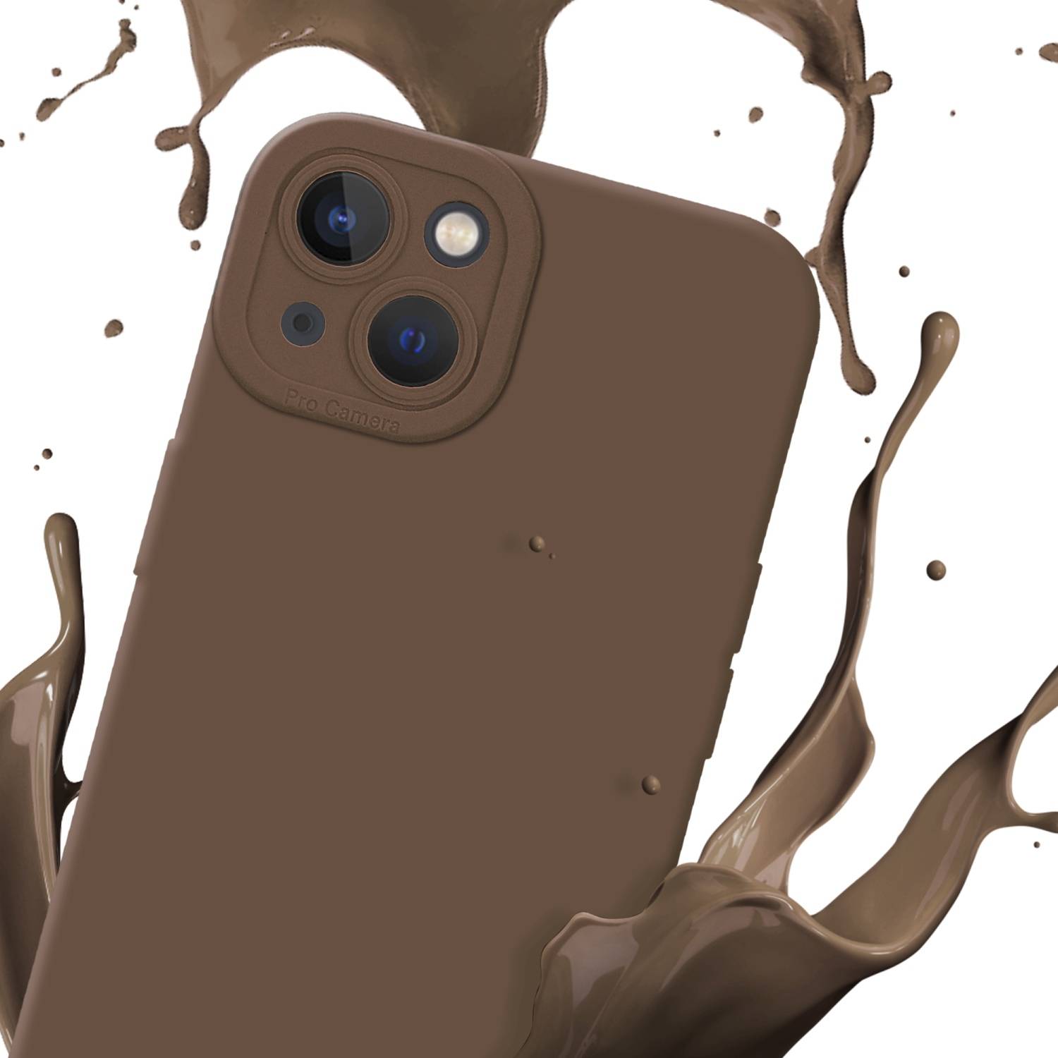 Cadorabo Hülle für Apple iPhone 14 PLUS Schutz Hülle in Braun TPU Silikon Etui Case Handyhülle