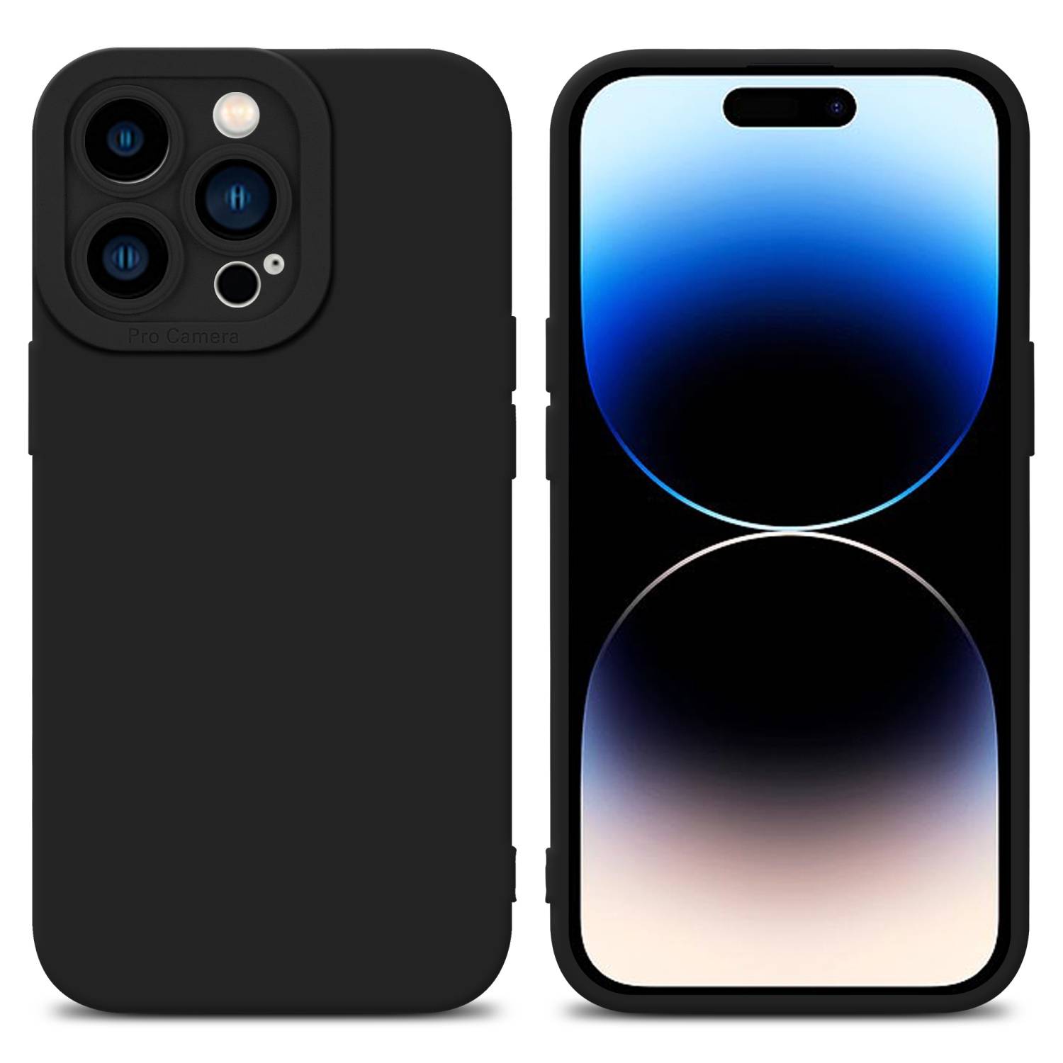 Cadorabo Hülle für Apple iPhone 14 PRO Schutz Hülle in Schwarz TPU Silikon Etui Case Handyhülle