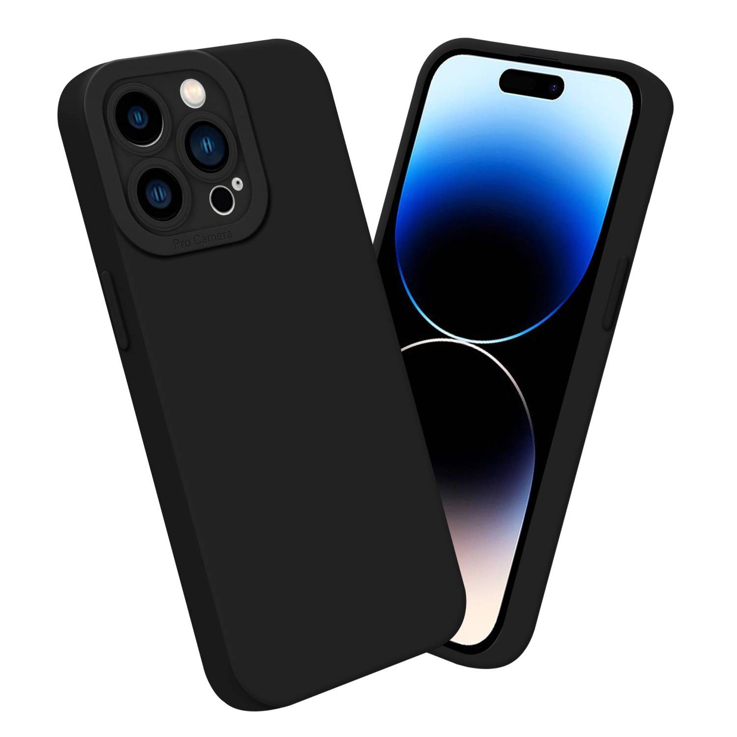 Cadorabo Hülle für Apple iPhone 14 PRO Schutz Hülle in Schwarz TPU Silikon Etui Case Handyhülle