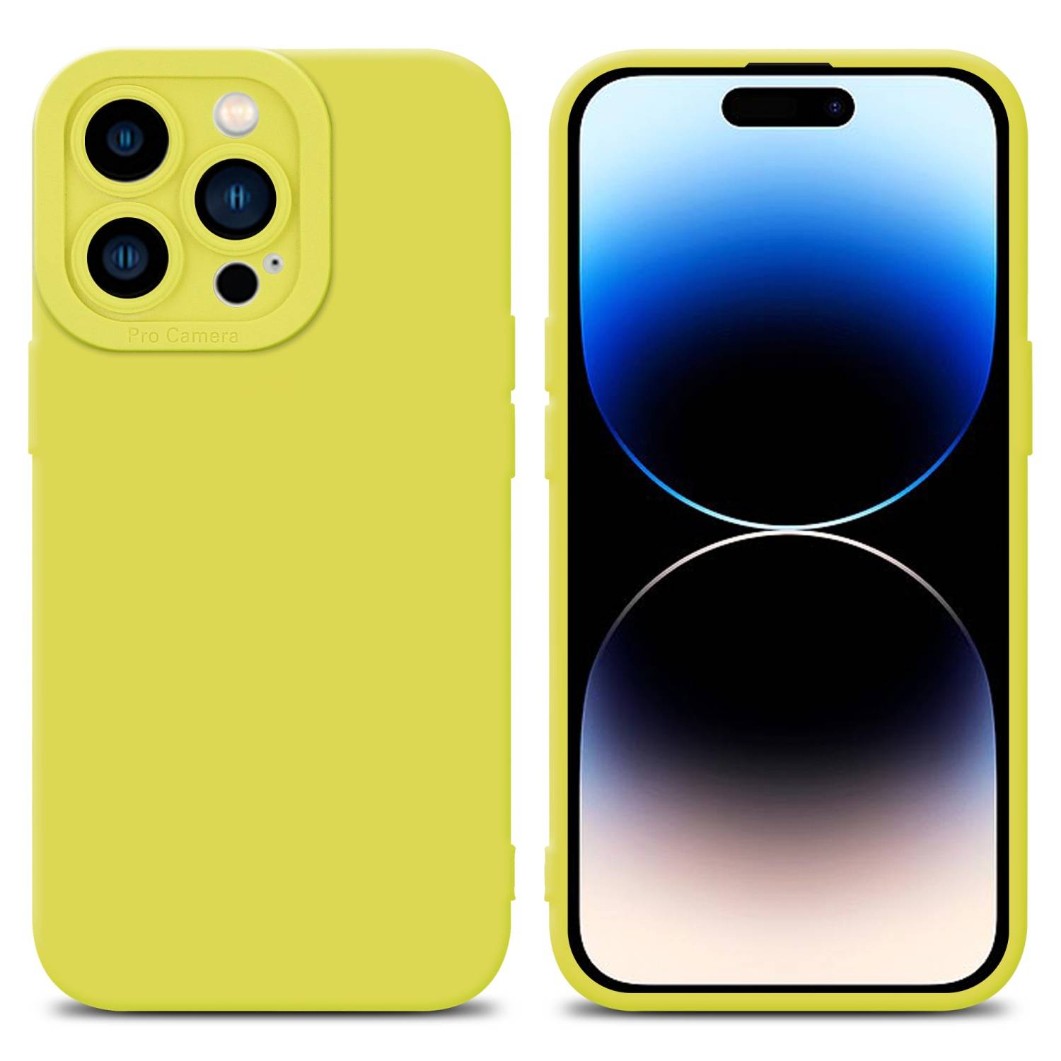 Cadorabo Hülle für Apple iPhone 14 PRO Schutz Hülle in Gelb TPU Silikon Etui Case Handyhülle
