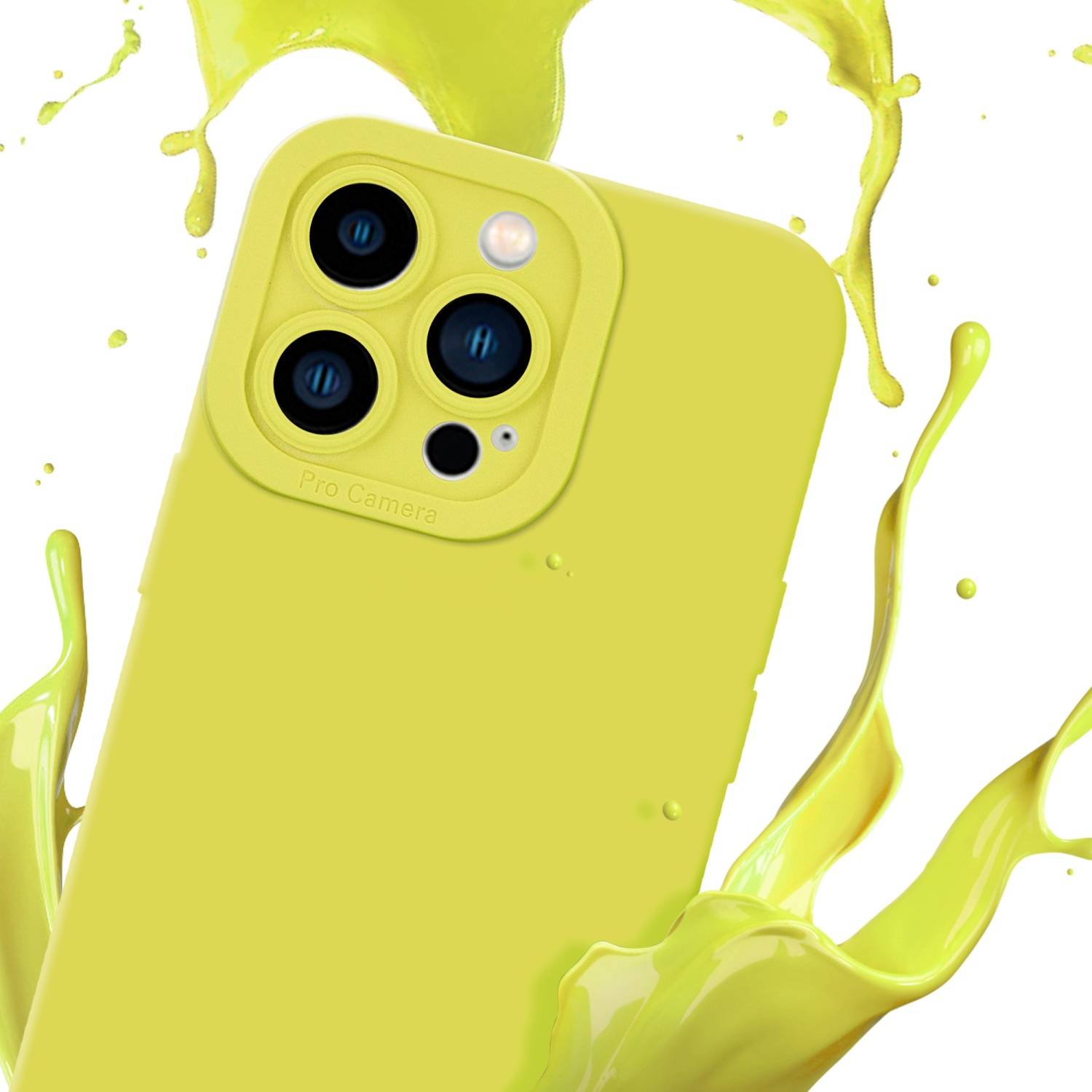 Cadorabo Hülle für Apple iPhone 14 PRO Schutz Hülle in Gelb TPU Silikon Etui Case Handyhülle