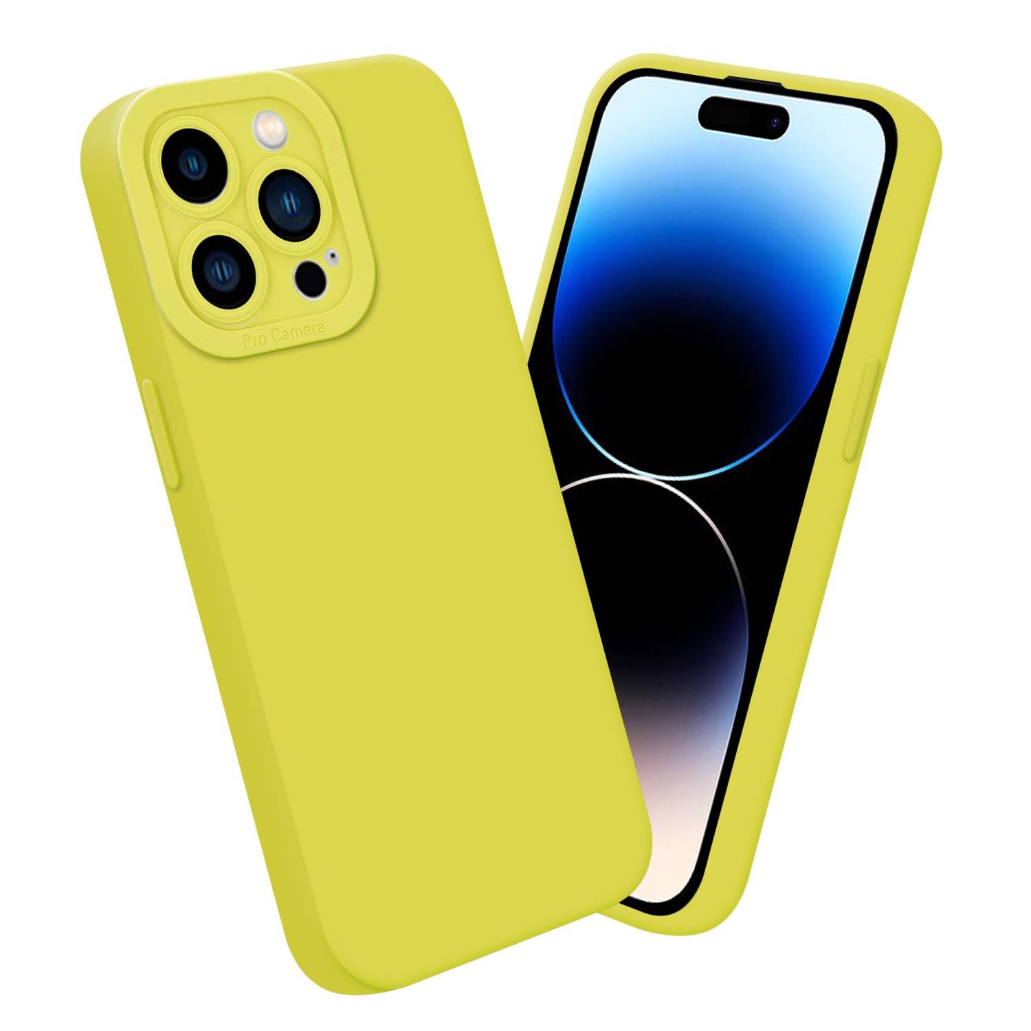 Cadorabo Hülle für Apple iPhone 14 PRO Schutz Hülle in Gelb TPU Silikon Etui Case Handyhülle