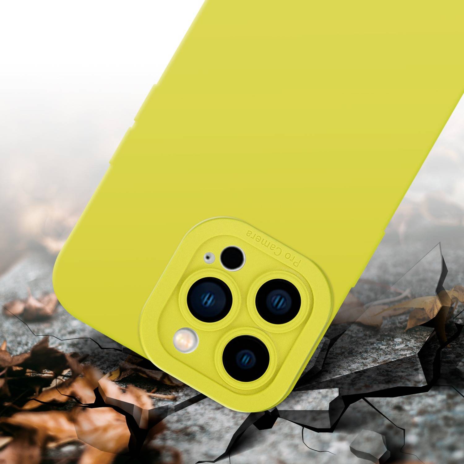 Cadorabo Hülle für Apple iPhone 14 PRO Schutz Hülle in Gelb TPU Silikon Etui Case Handyhülle