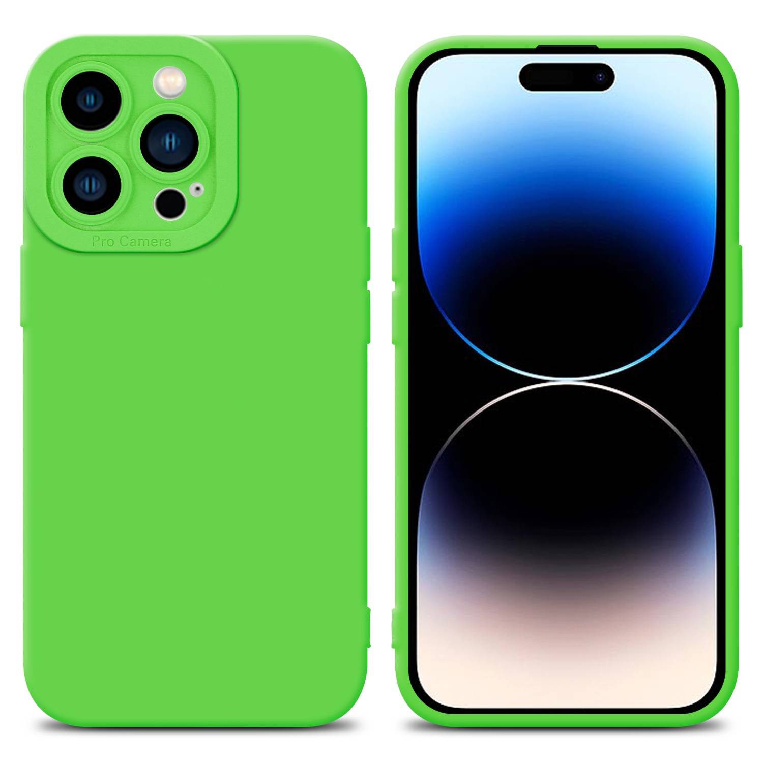Cadorabo Hülle für Apple iPhone 14 PRO Schutz Hülle in Grün TPU Silikon Etui Case Handyhülle