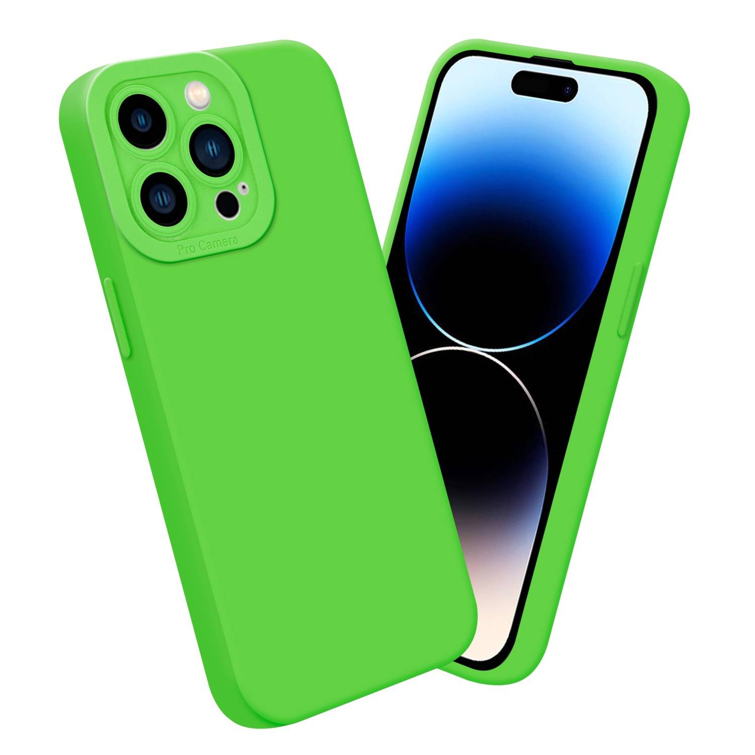 Cadorabo Hülle für Apple iPhone 14 PRO Schutz Hülle in Grün TPU Silikon Etui Case Handyhülle