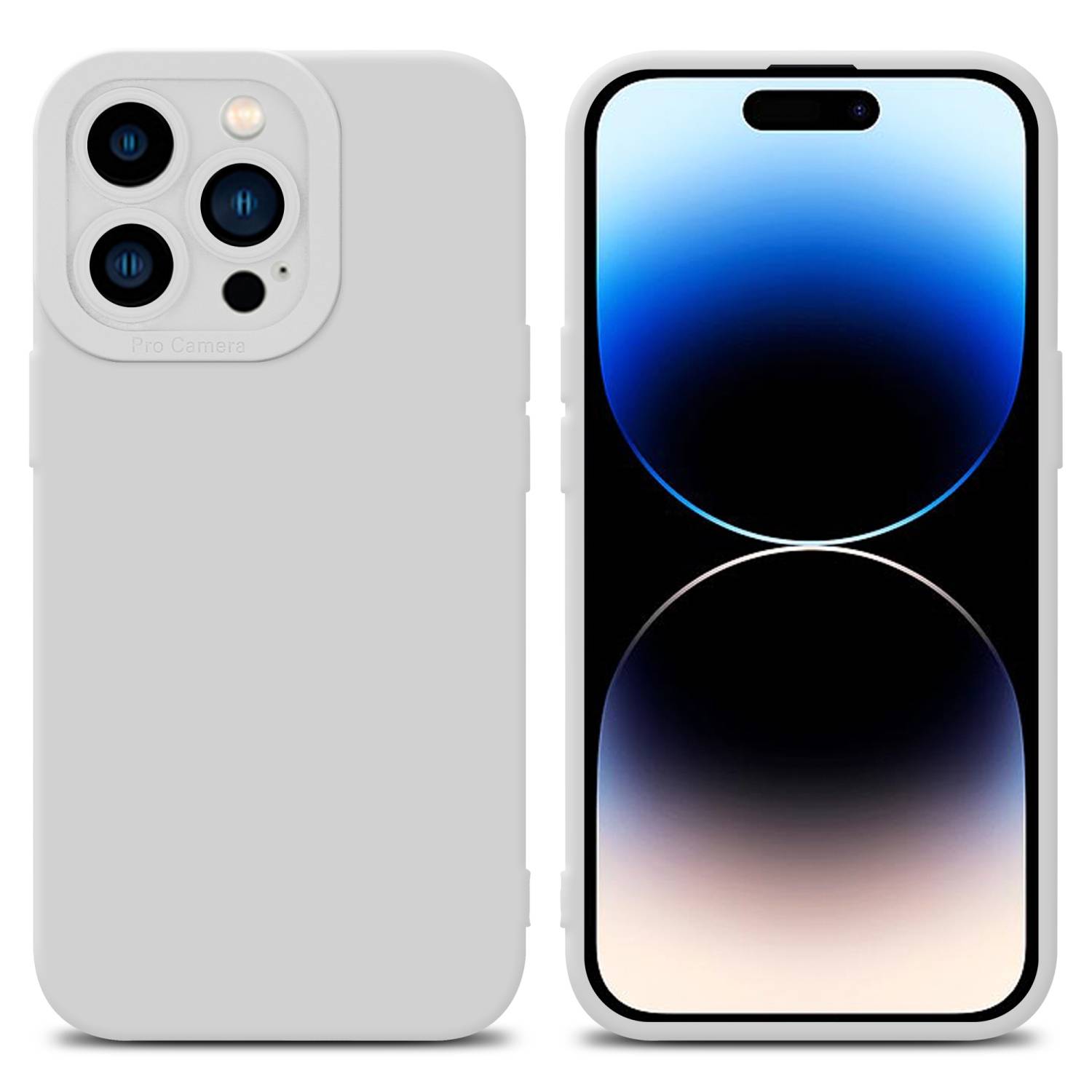 Cadorabo Hülle für Apple iPhone 14 PRO Schutz Hülle in Weiß TPU Silikon Etui Case Handyhülle