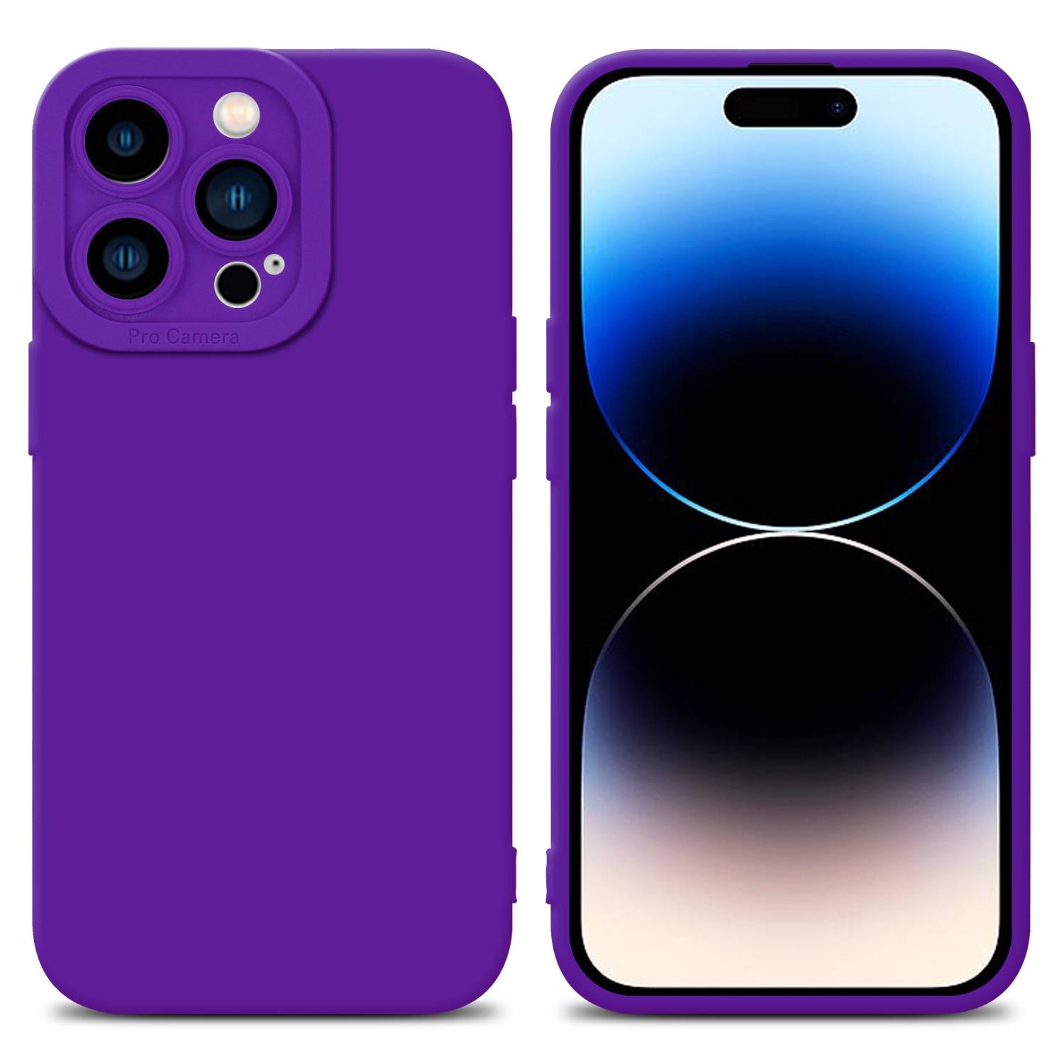 Cadorabo Hülle für Apple iPhone 14 PRO Schutz Hülle in Lila TPU Silikon Etui Case Handyhülle