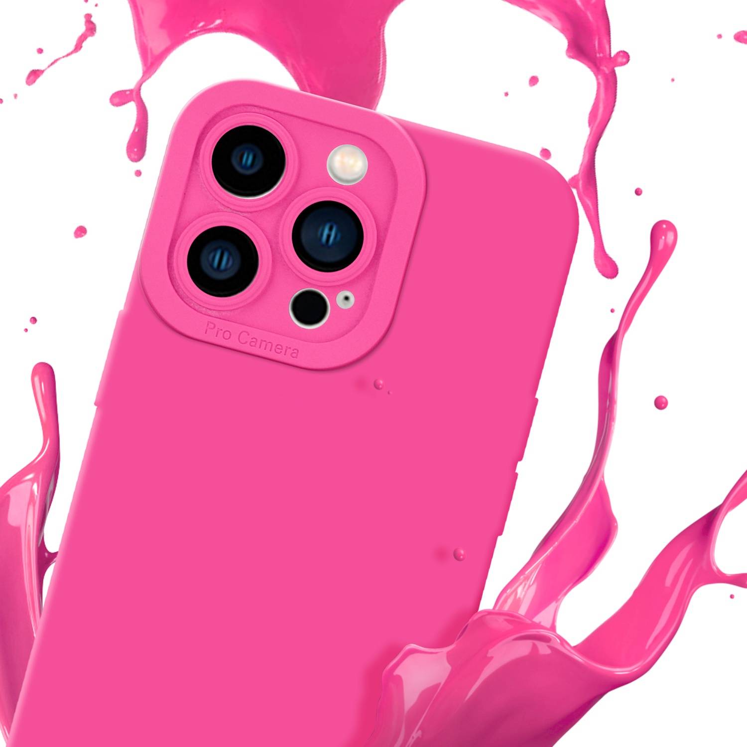 Cadorabo Hülle für Apple iPhone 14 PRO Schutz Hülle in Pink TPU Silikon Etui Case Handyhülle