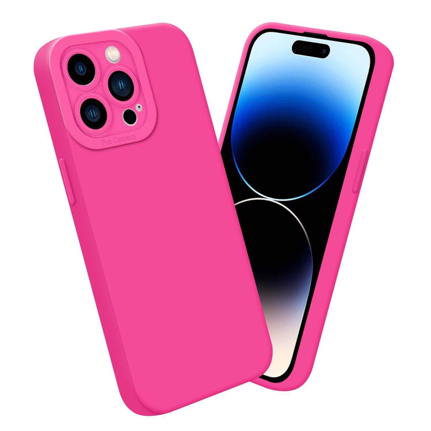 Cadorabo Hülle für Apple iPhone 14 PRO Schutz Hülle in Pink TPU Silikon Etui Case Handyhülle