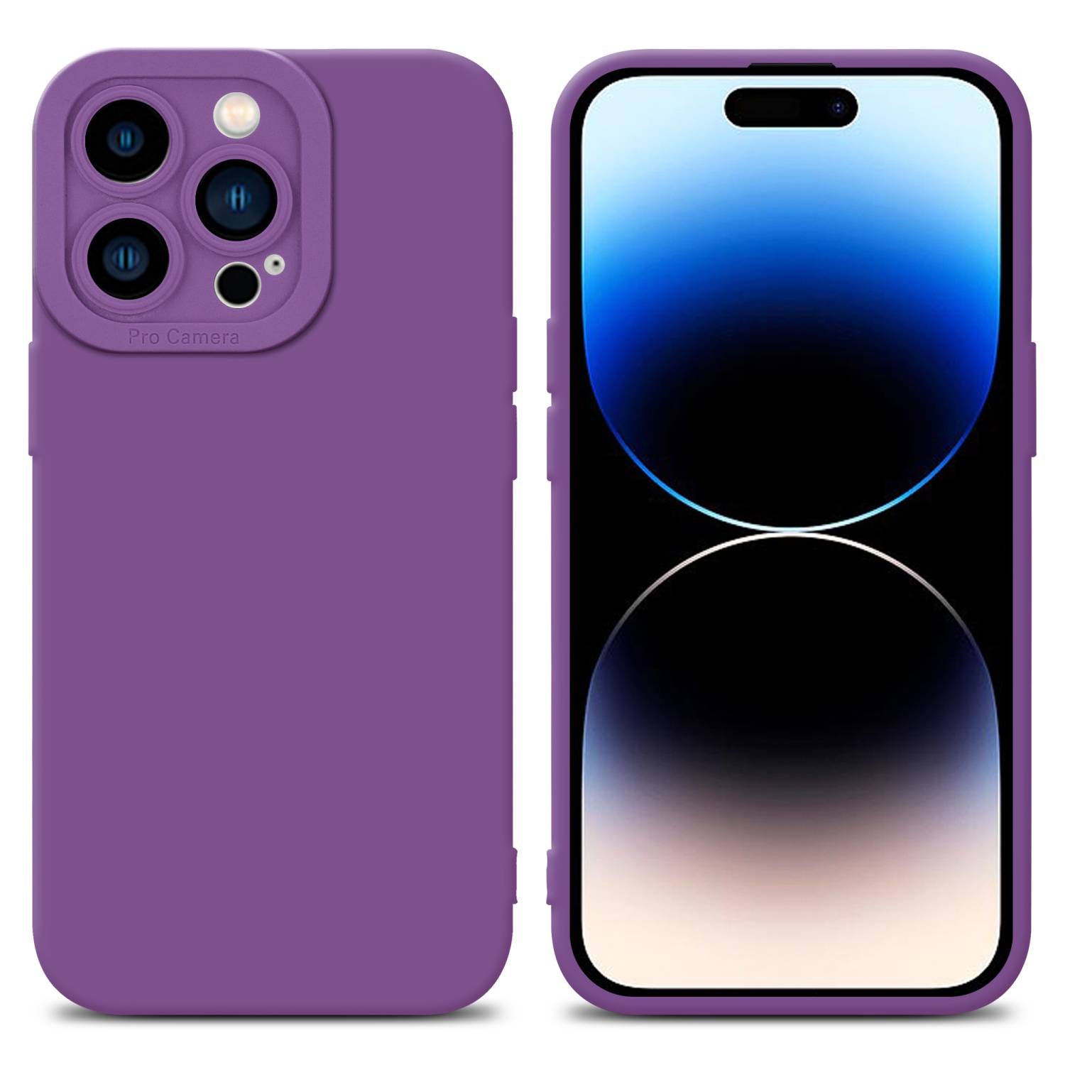 Cadorabo Hülle für Apple iPhone 14 PRO Schutz Hülle in Lila TPU Silikon Etui Case Handyhülle
