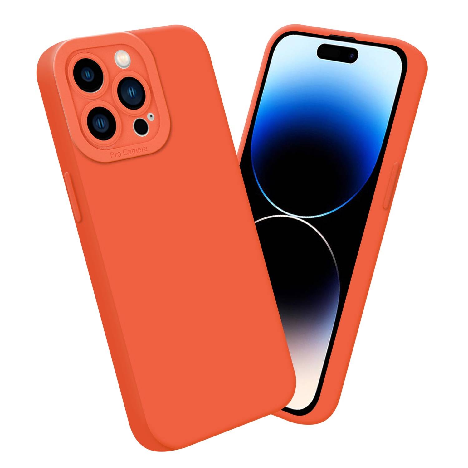 Cadorabo Hülle für Apple iPhone 14 PRO Schutz Hülle in Orange TPU Silikon Etui Case Handyhülle