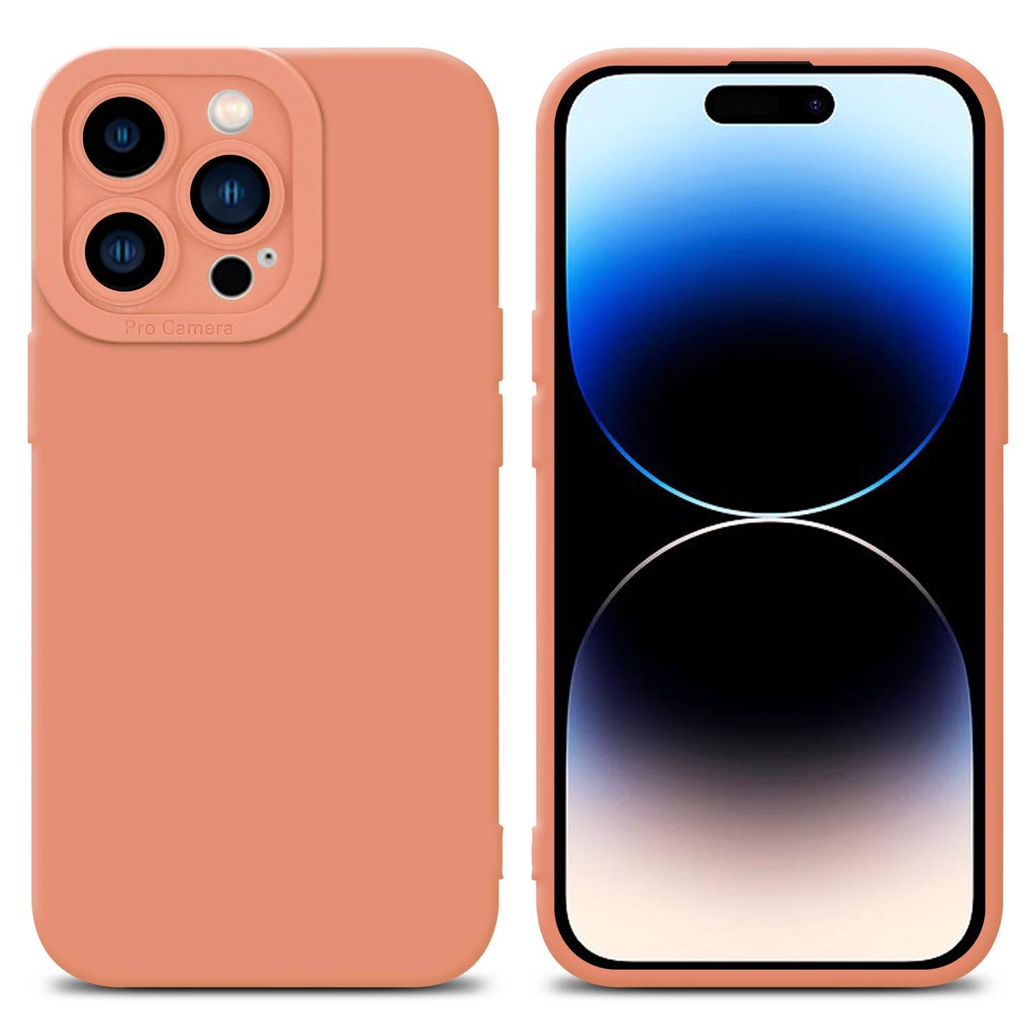 Cadorabo Hülle für Apple iPhone 14 PRO Schutz Hülle in Orange TPU Silikon Etui Case Handyhülle