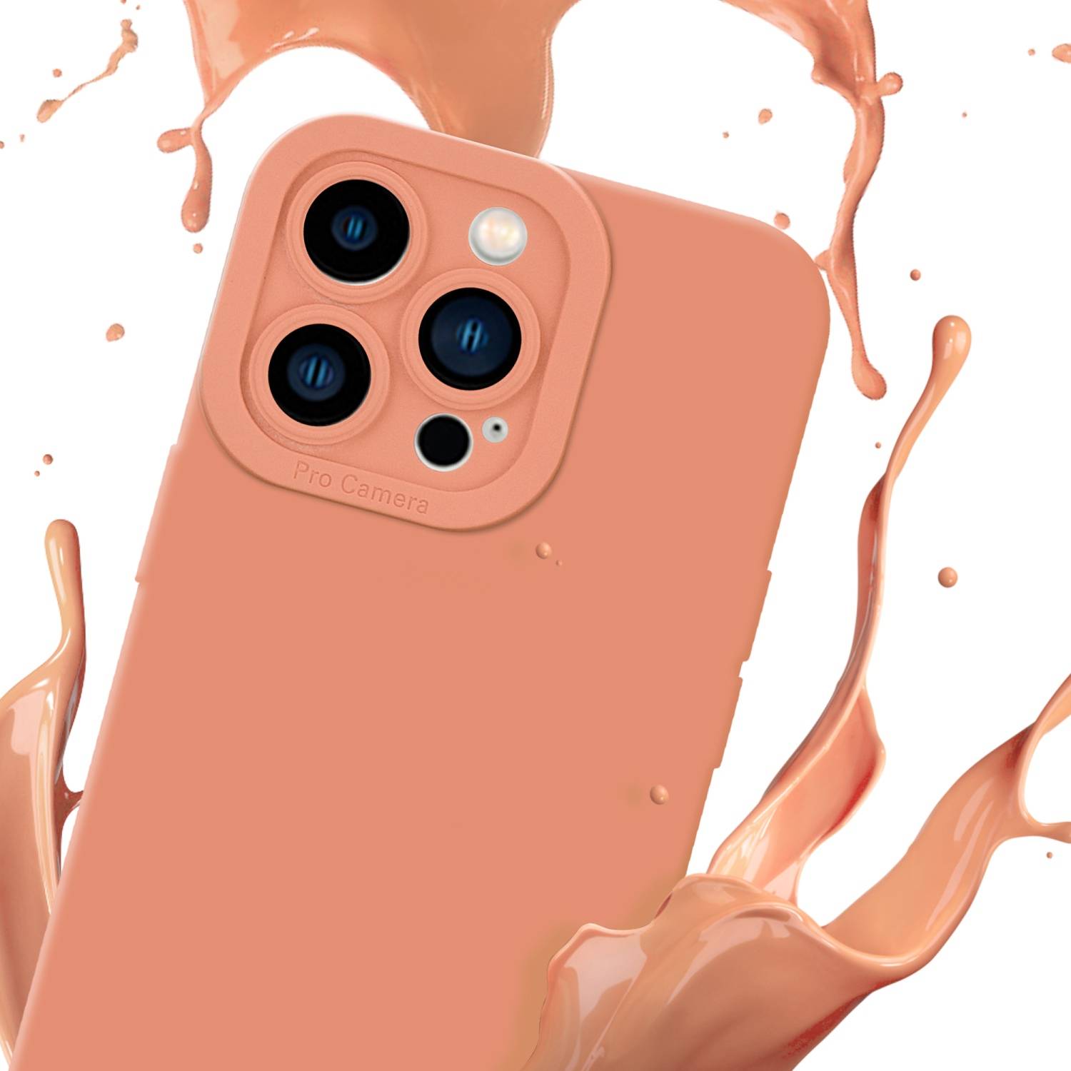 Cadorabo Hülle für Apple iPhone 14 PRO Schutz Hülle in Orange TPU Silikon Etui Case Handyhülle