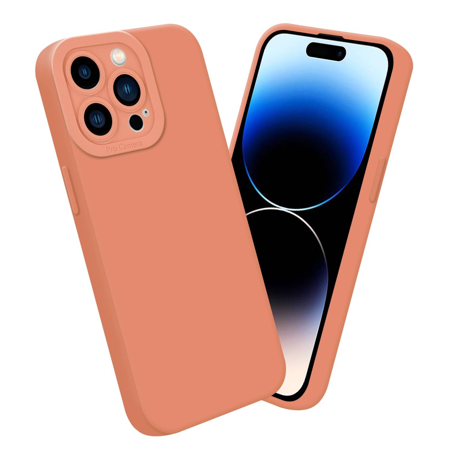 Cadorabo Hülle für Apple iPhone 14 PRO Schutz Hülle in Orange TPU Silikon Etui Case Handyhülle