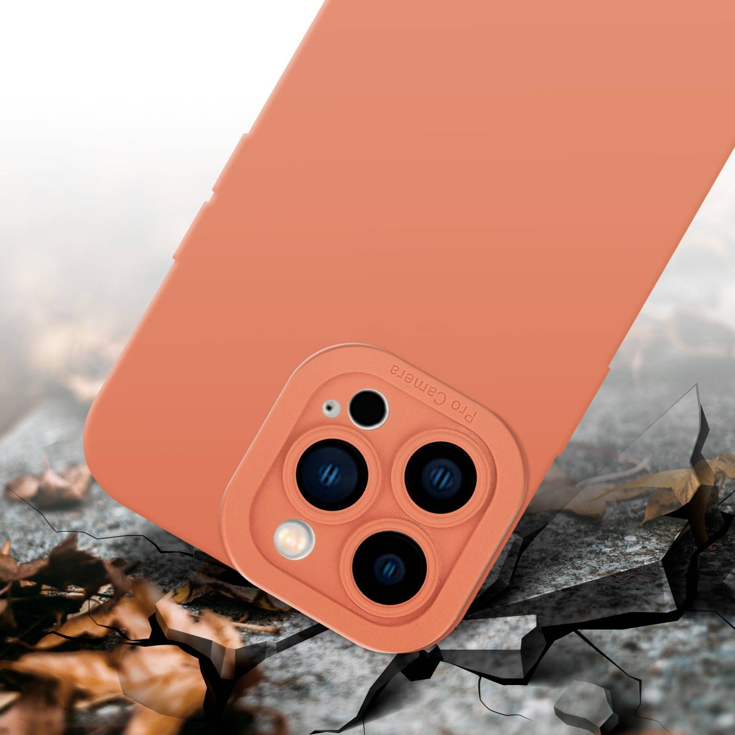 Cadorabo Hülle für Apple iPhone 14 PRO Schutz Hülle in Orange TPU Silikon Etui Case Handyhülle