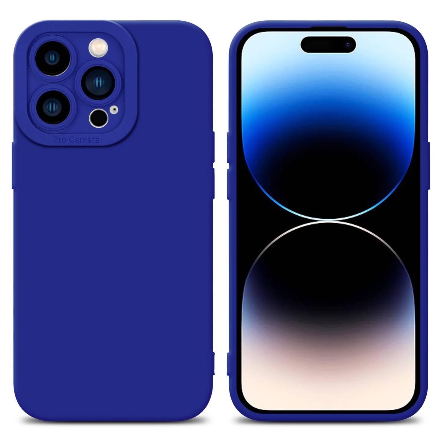 Cadorabo Hülle für Apple iPhone 14 PRO Schutz Hülle in Blau TPU Silikon Etui Case Handyhülle