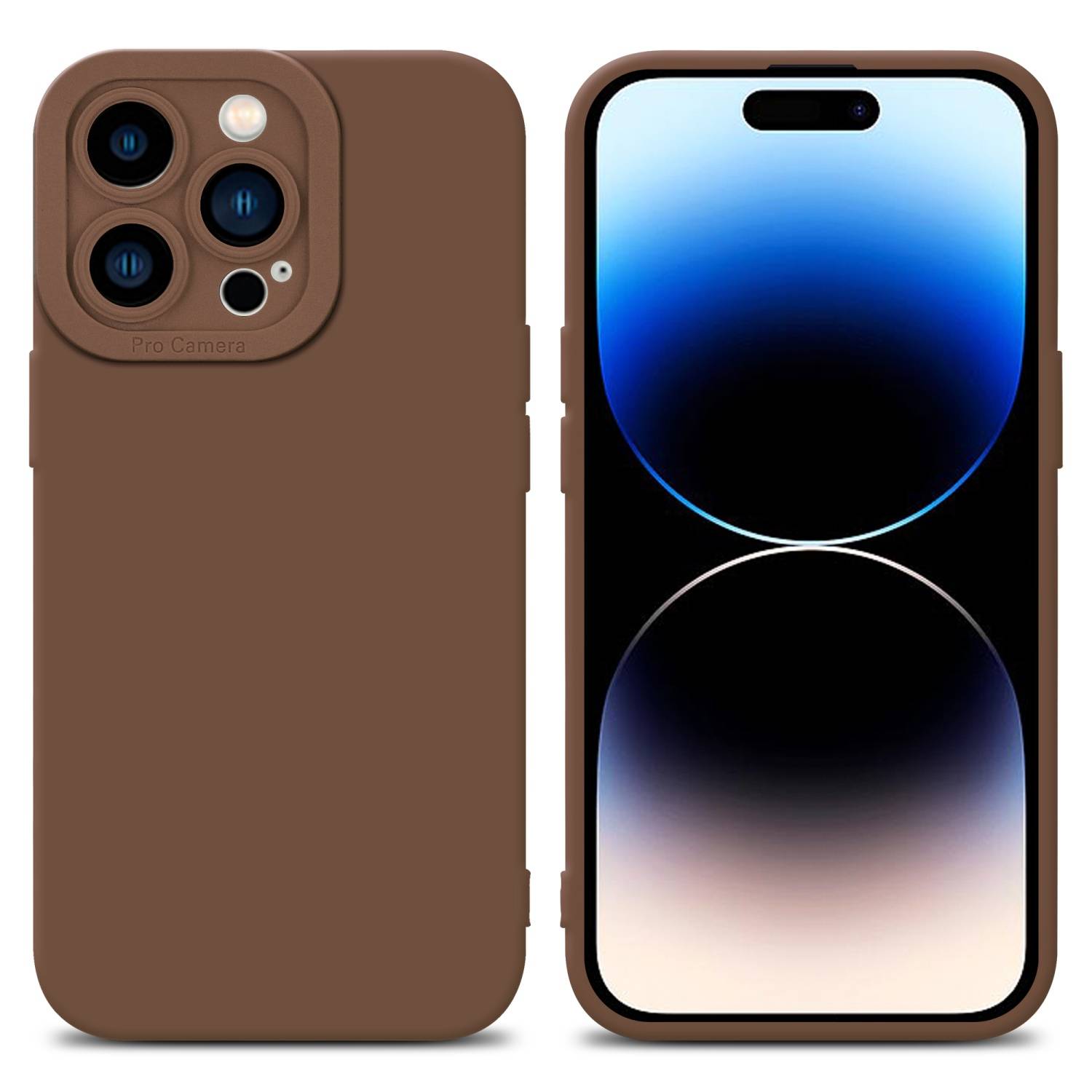Cadorabo Hülle für Apple iPhone 14 PRO Schutz Hülle in Braun TPU Silikon Etui Case Handyhülle