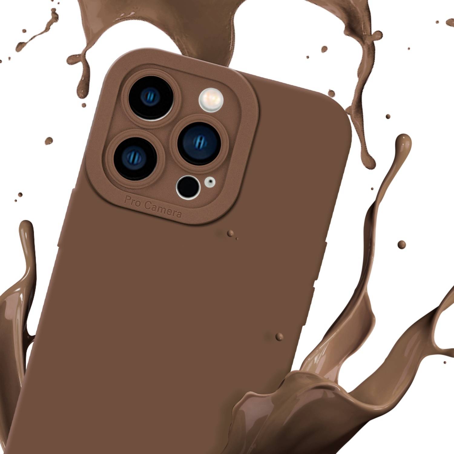 Cadorabo Hülle für Apple iPhone 14 PRO Schutz Hülle in Braun TPU Silikon Etui Case Handyhülle