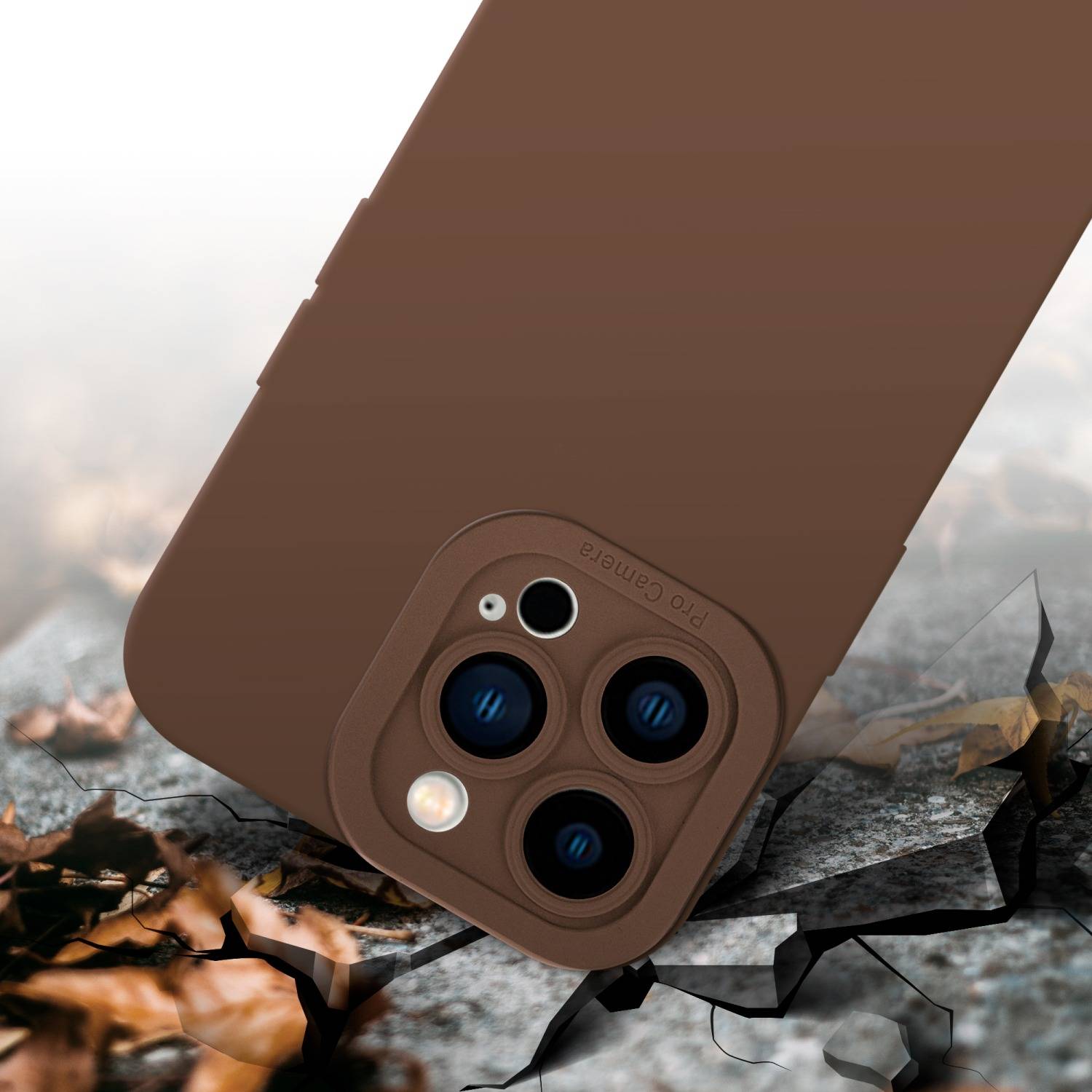 Cadorabo Hülle für Apple iPhone 14 PRO Schutz Hülle in Braun TPU Silikon Etui Case Handyhülle
