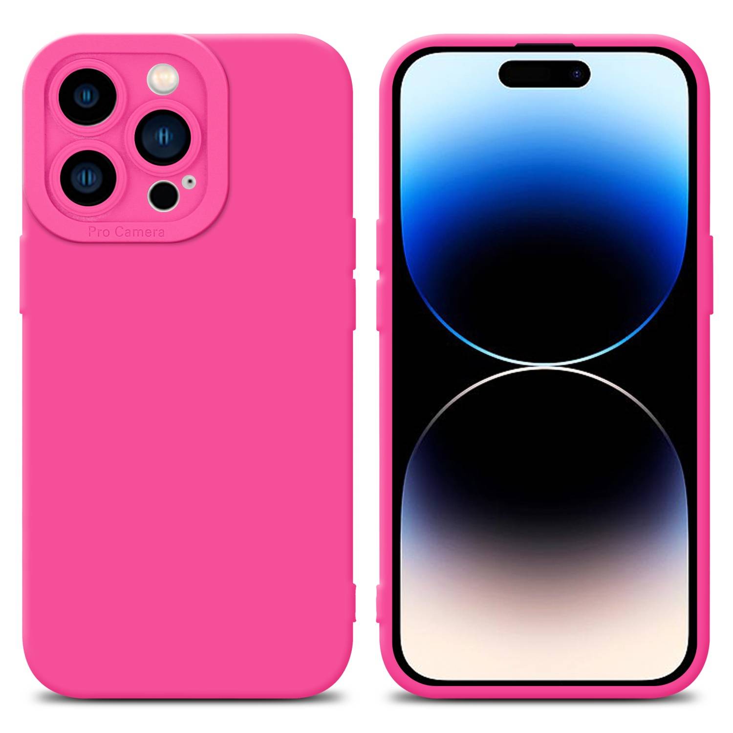 Cadorabo Hülle für Apple iPhone 14 PRO MAX Schutz Hülle in Pink TPU Silikon Etui Case Handyhülle