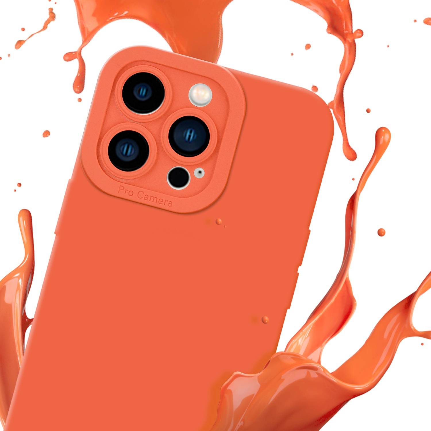 Cadorabo Hülle für Apple iPhone 14 PRO MAX Schutz Hülle in Orange TPU Silikon Etui Case Handyhülle