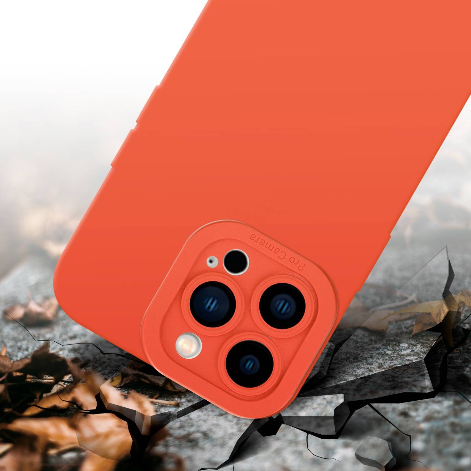 Cadorabo Hülle für Apple iPhone 14 PRO MAX Schutz Hülle in Orange TPU Silikon Etui Case Handyhülle