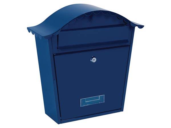 Perel Briefkasten Paris, Wandmontage, mit Namensschild, inkl. 2 Schlüssel, Abmessungen (H x B x T) 37 x 26.5 x 13.2 cm, Blau