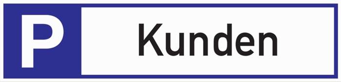Parkplatzbeschilderung Parkplatz f.Kunden L460xB110mm Alu.weiß/blau/schwarz