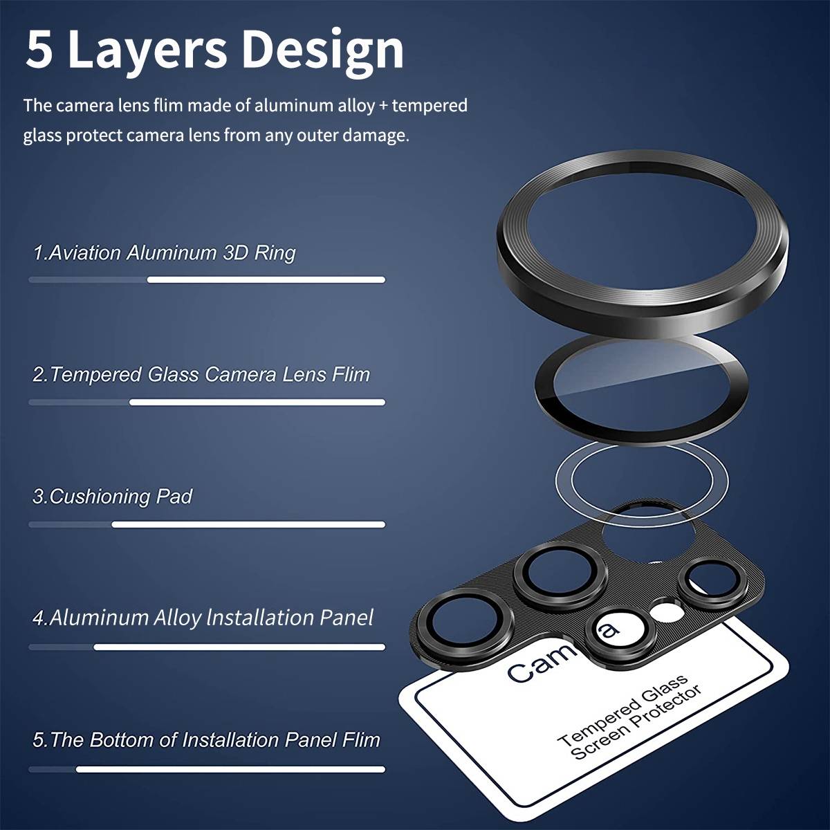 Für Samsung Galaxy S23 / S23 Plus Back Kamera Aluminiumlegierung Schutz H9 Hart Glas Cover Schwarz Neu
