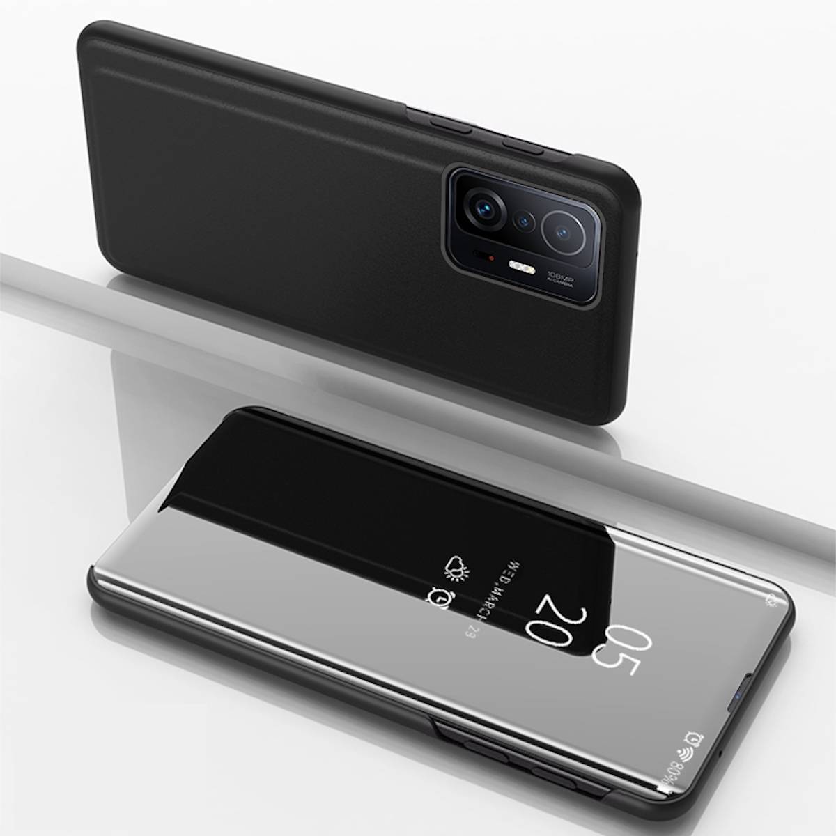 Für Xiaomi 13 Pro Clear View Spiegel Mirror Smartcover Schwarz Schutzhülle Cover Etui Tasche Hülle Neu Case Wake UP Funktion