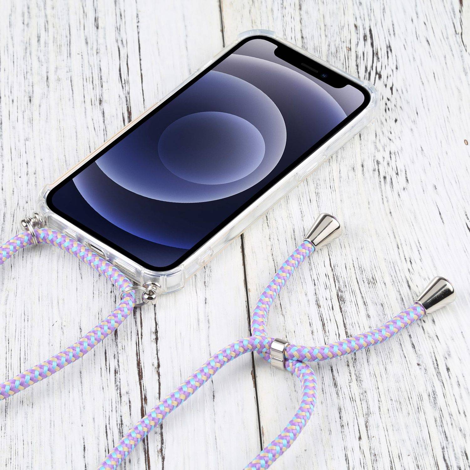 Hülle kompatibel mit Apple iPhone 13 mini Kunststoff Handykette Cover - Case Handyhülle Violett