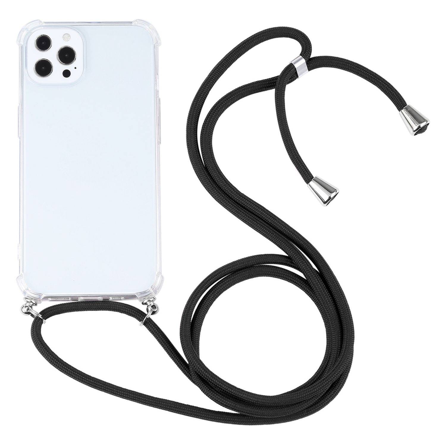 Hülle kompatibel mit Apple iPhone 13 Pro Kunststoff Handykette Cover - Case Handyhülle Schwarz